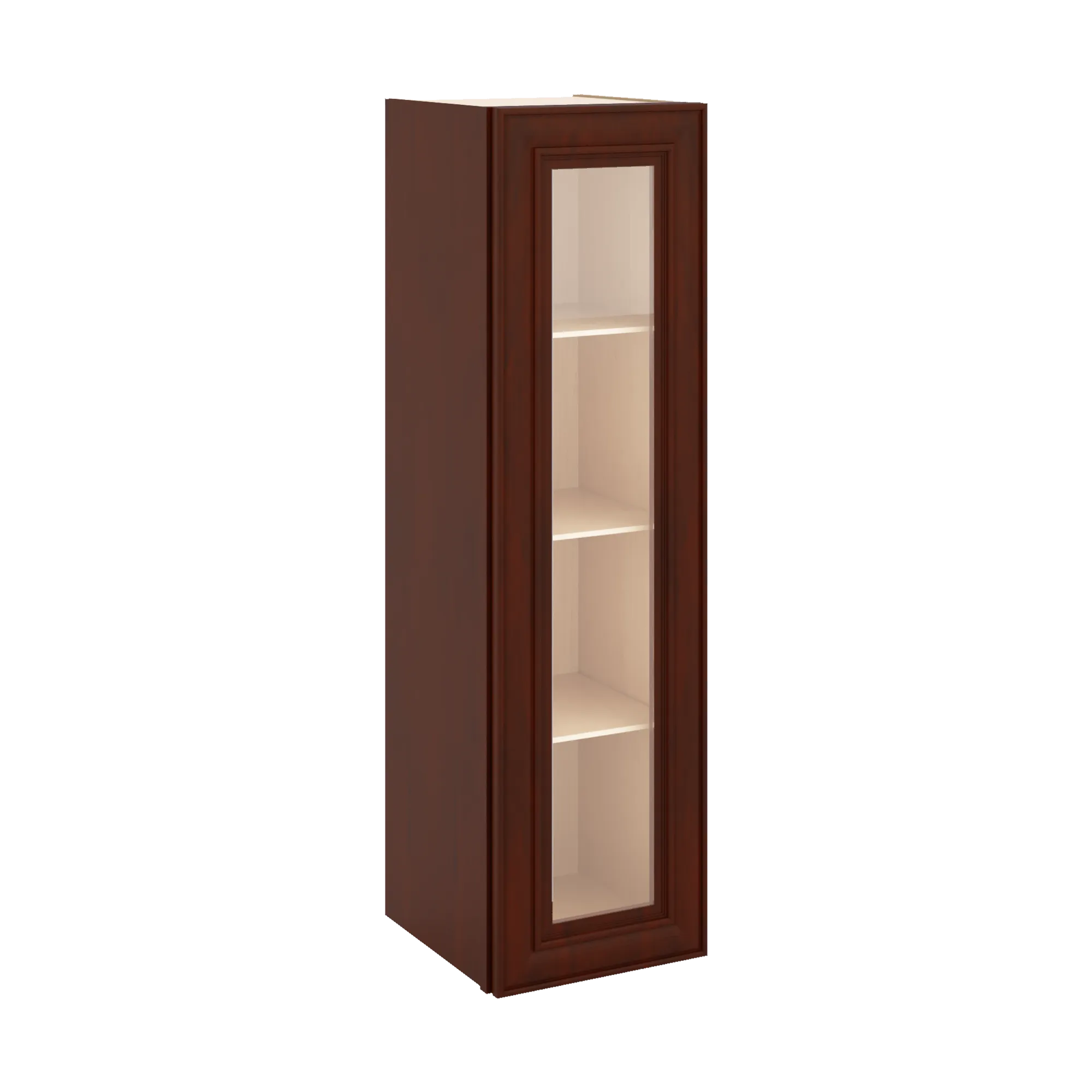 J&K Mahogany J5 Wall Glass Cabinet - 12" W x 42" H (No Glass Insert)