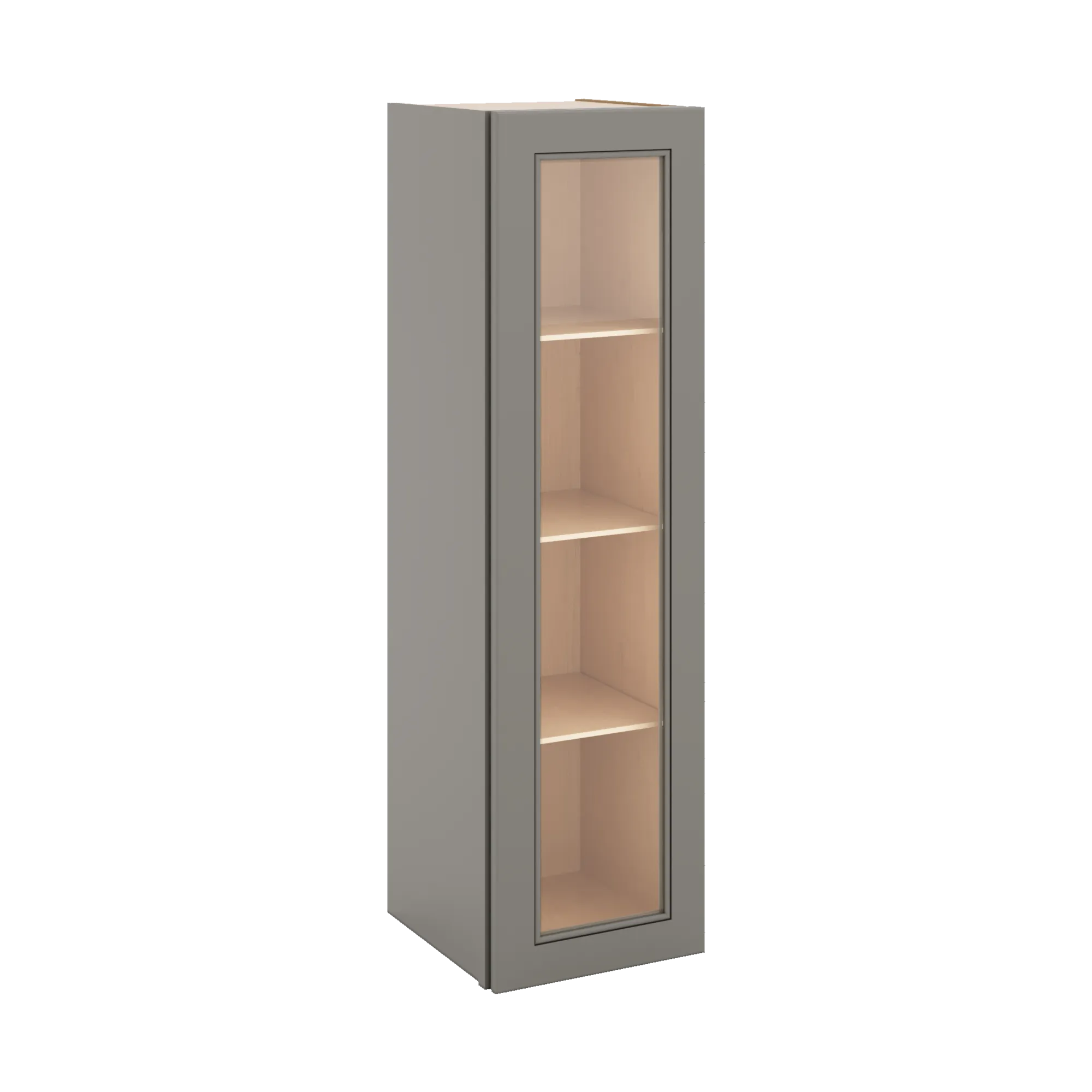 J&K Greige K3 Wall Glass Cabinet - 12" W x 42" H (No Glass Insert)