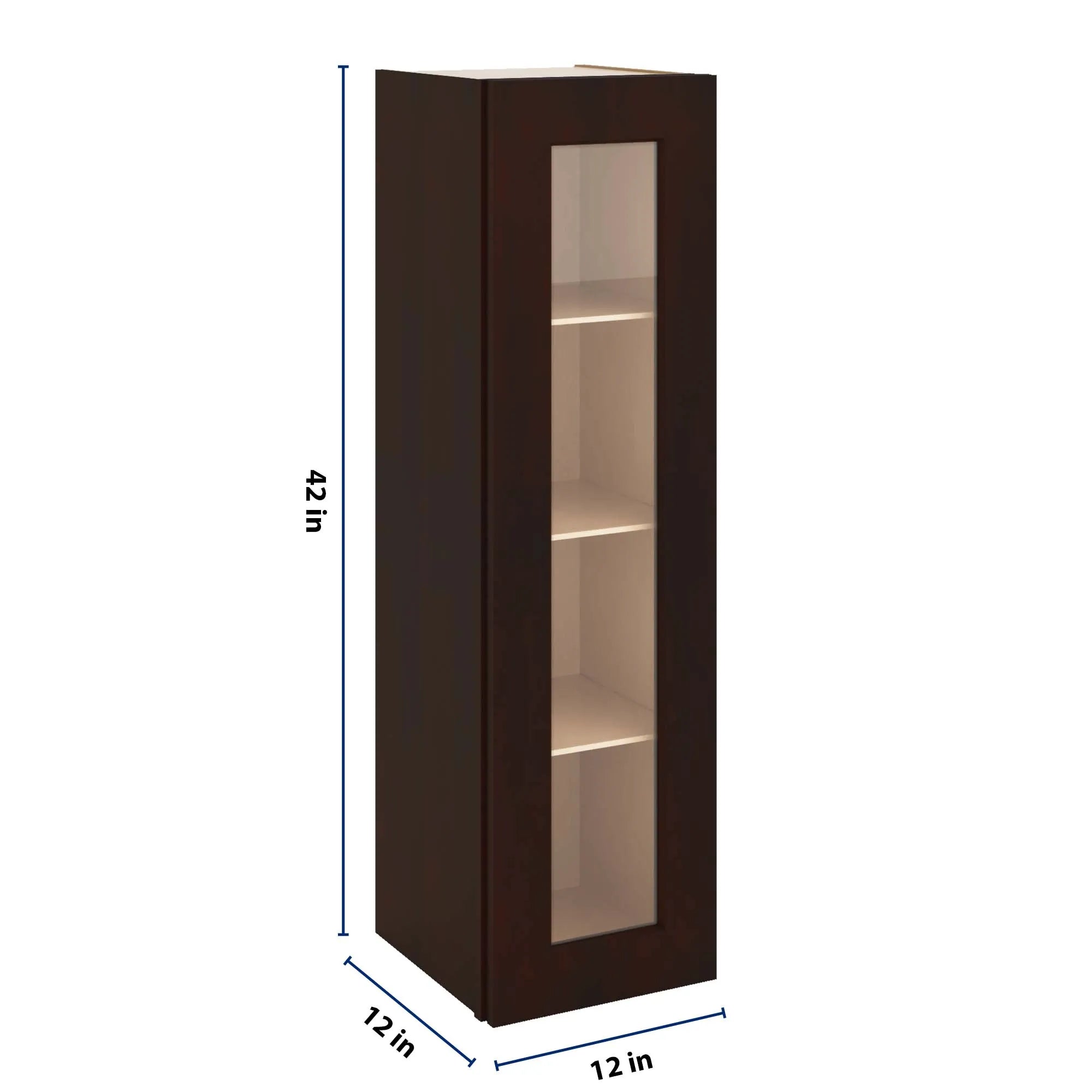 J&K Java Coffee S1 Wall Glass Cabinet - 12" W x 42" H (No Glass Insert)