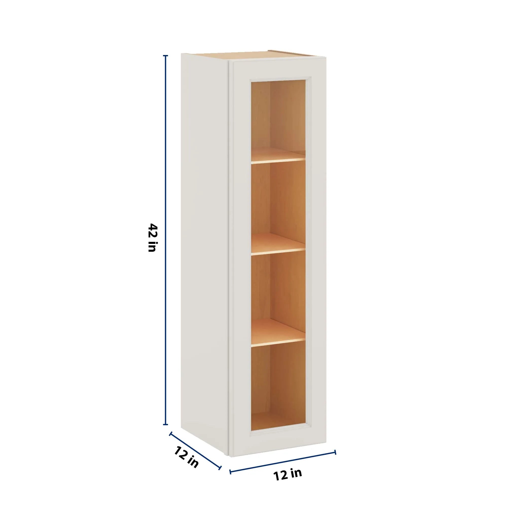 J&K Dove E1 Wall Glass Cabinet - 12" W x 42" H (No Glass Insert)