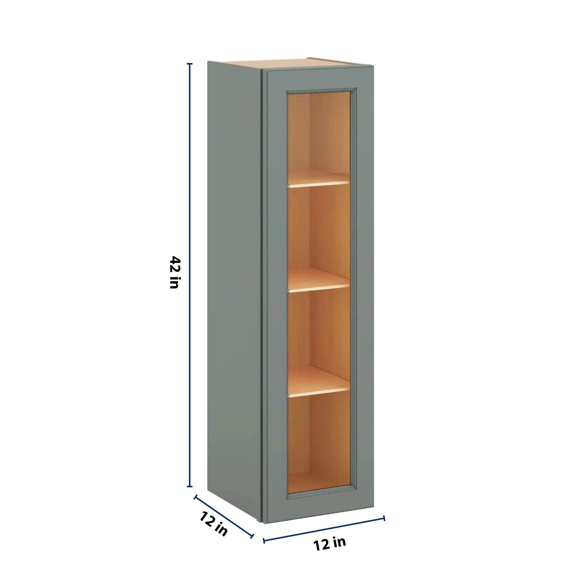 J&K Sage E3 Wall Glass Cabinet - 12" W x 42" H (No Glass Insert)