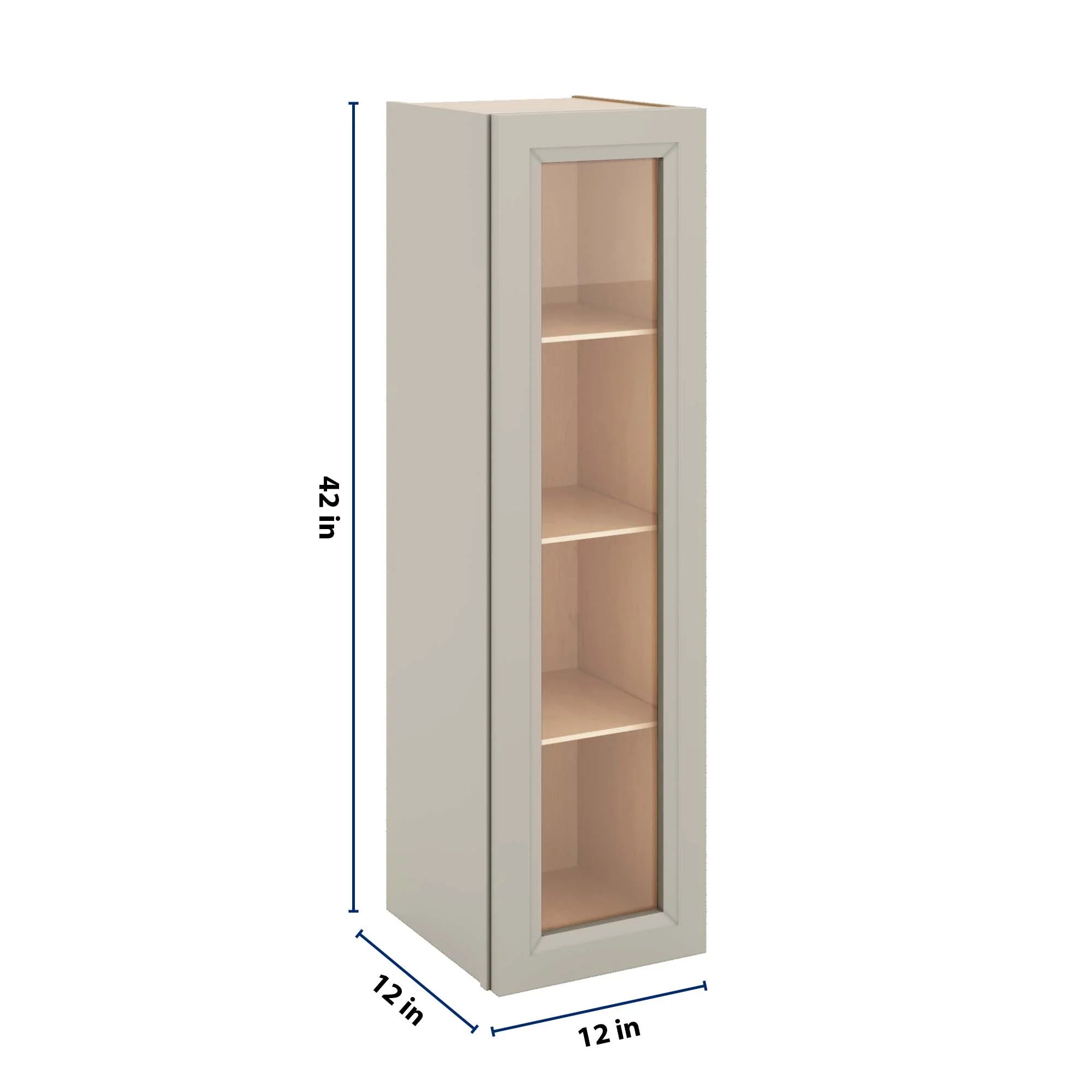 J&K Pebble B6 Wall Glass Cabinet - 12" W x 42" H (No Glass Insert)