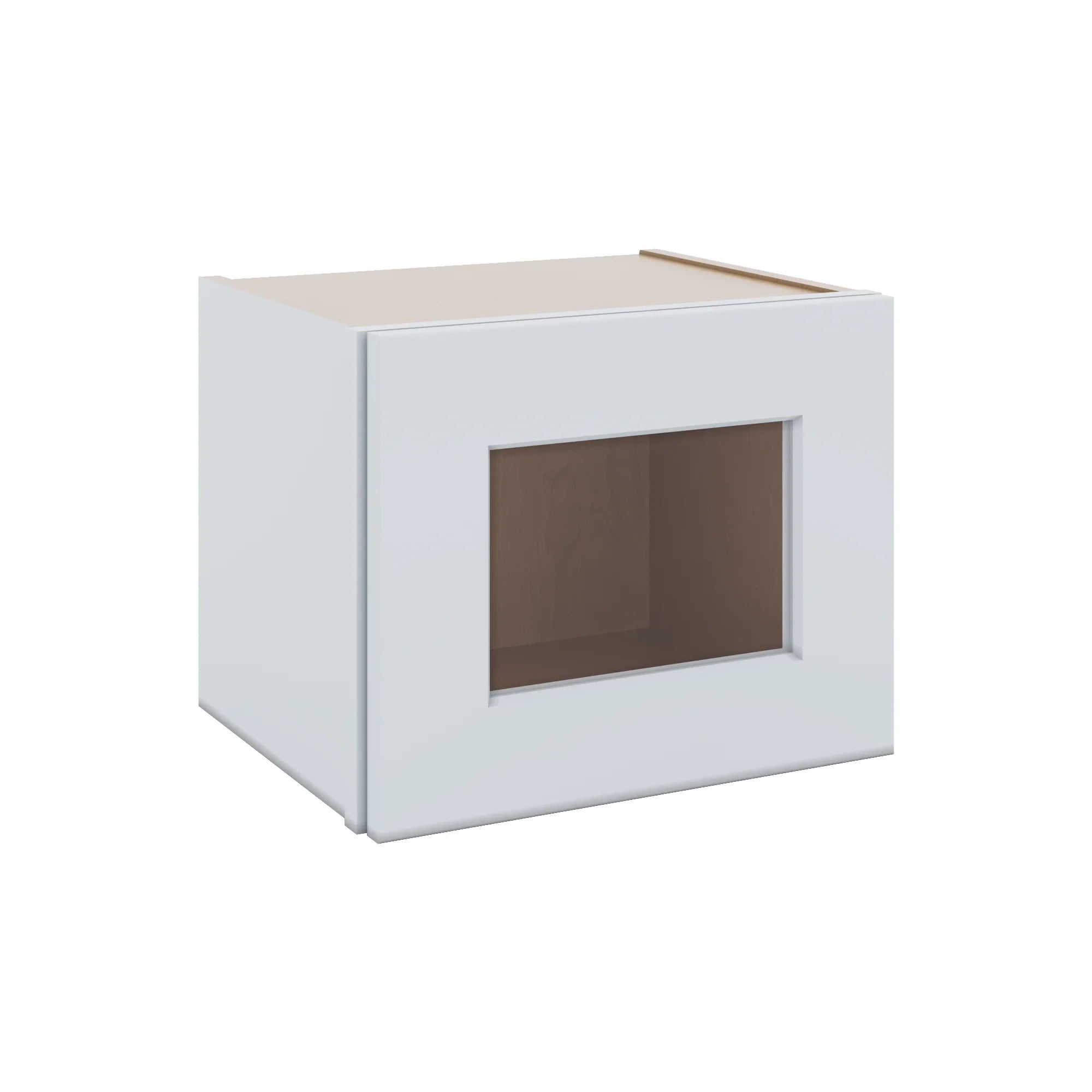 J&K White Shaker S8 Wall Glass Cabinet - 15" W x 12" H (No Glass Insert)