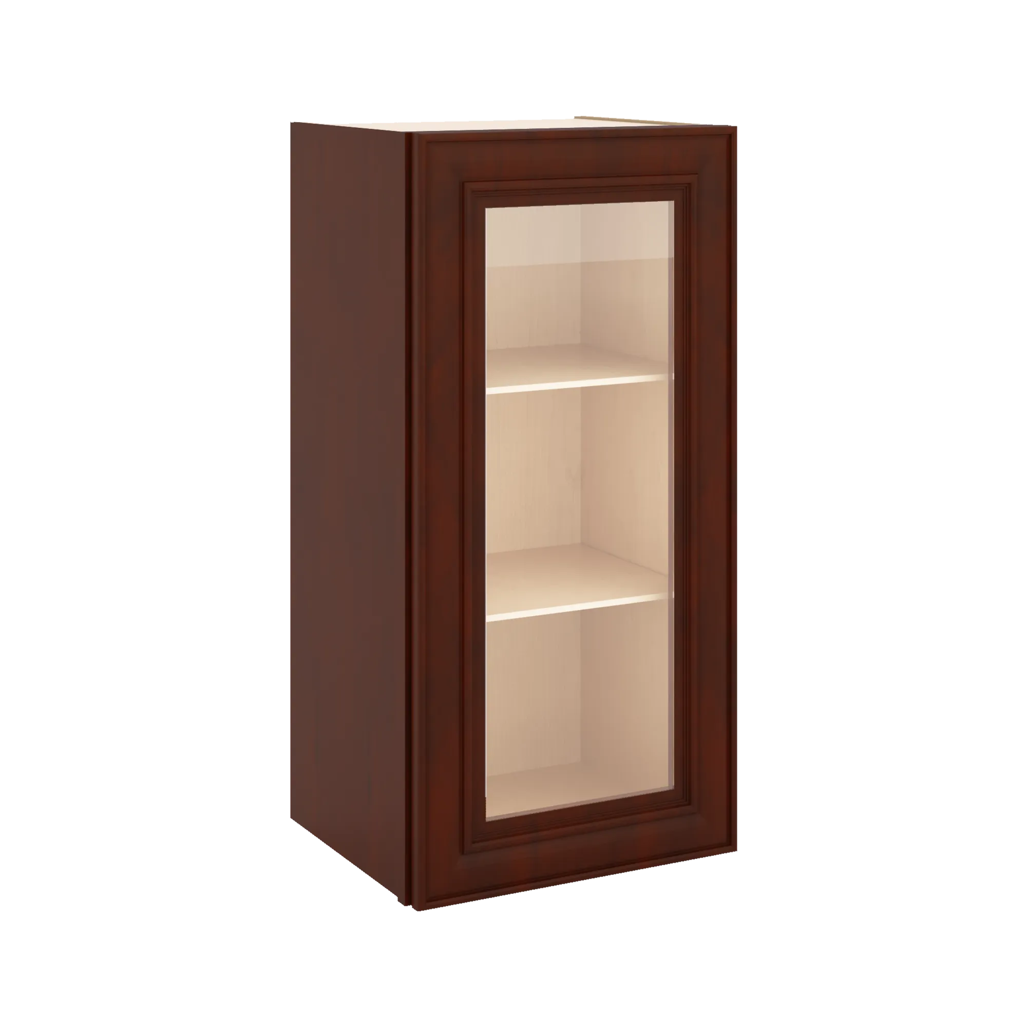 J&K Mahogany J5 Wall Glass Cabinet - 15" W x 30" H (No Glass Insert)