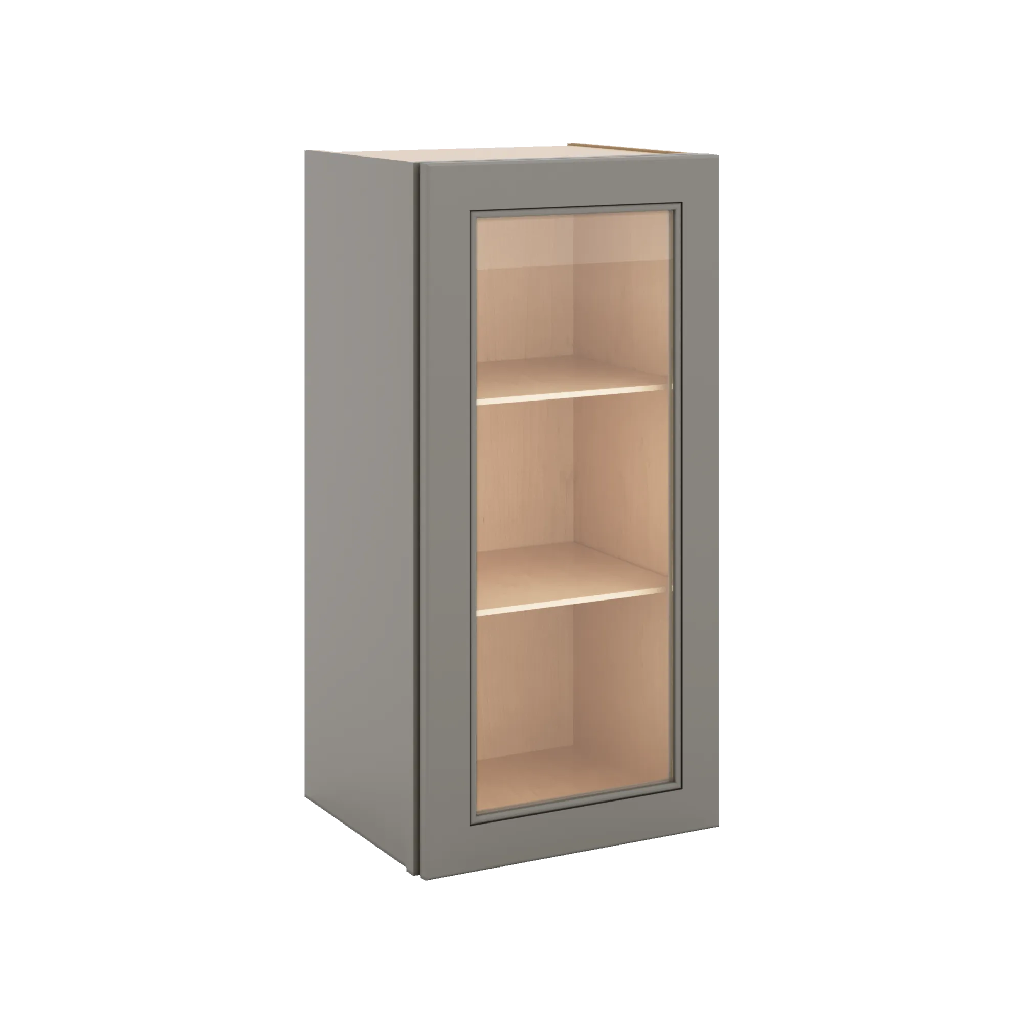 J&K Greige K3 Wall Glass Cabinet - 15" W x 30" H (No Glass Insert)