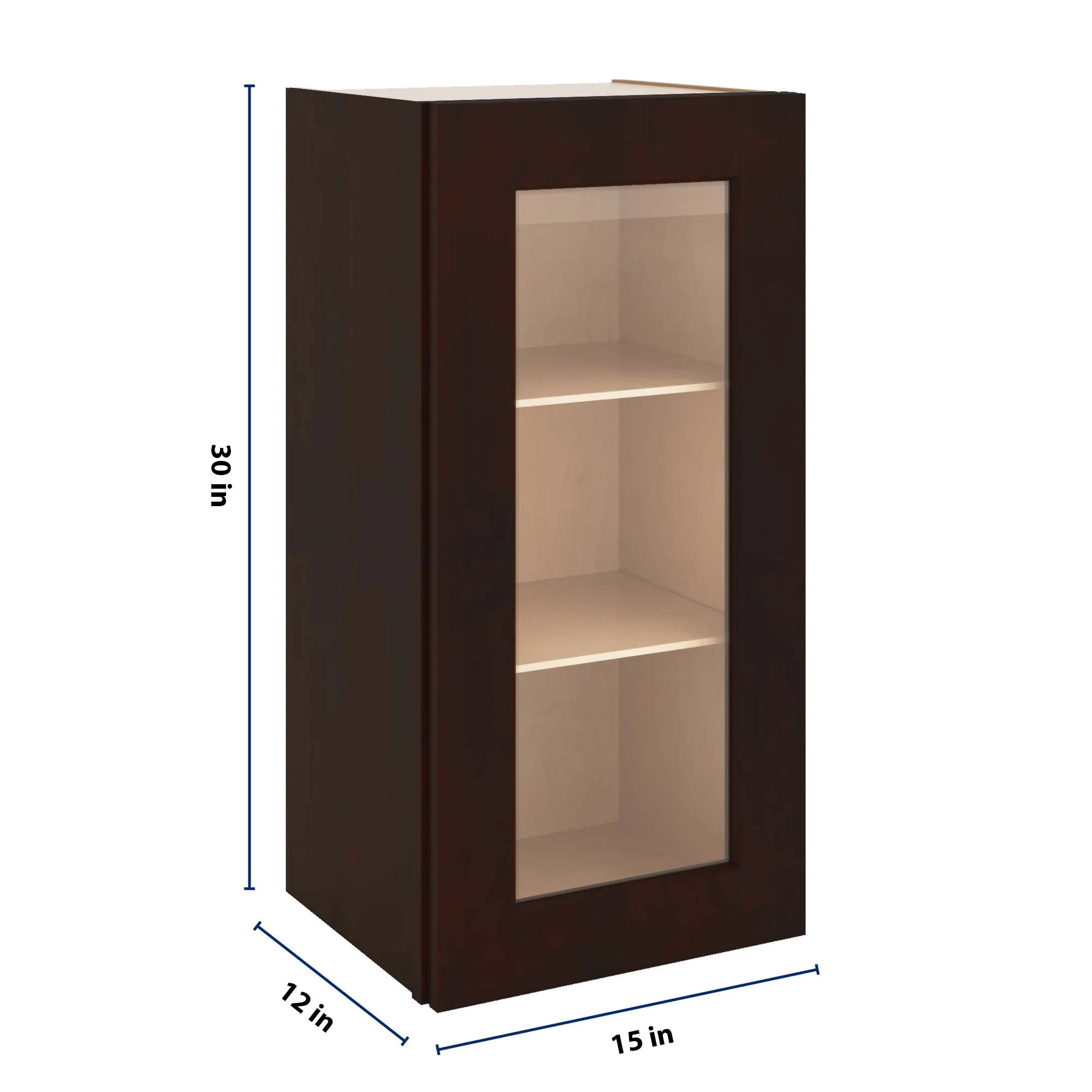 J&K Java Coffee S1 Wall Glass Cabinet - 15" W x 30" H (No Glass Insert)