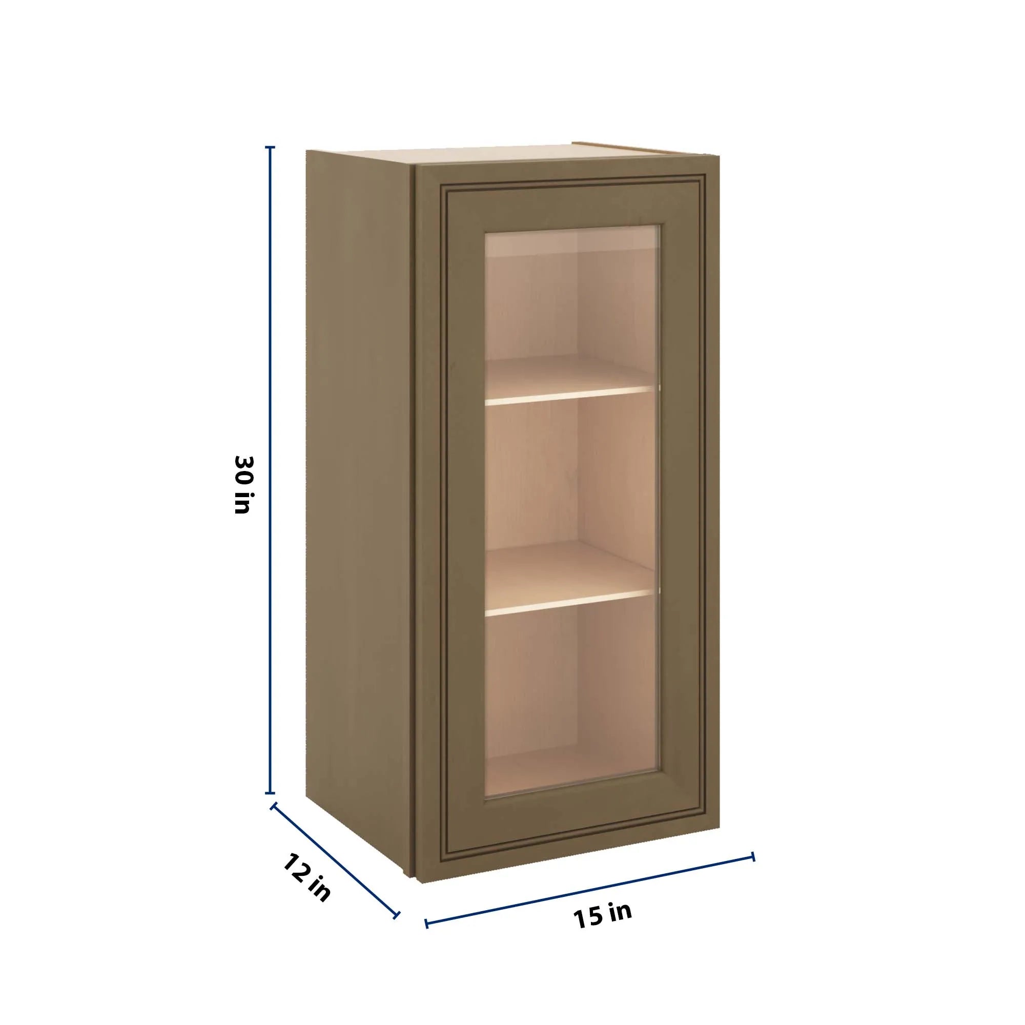 J&K Hazel H8 Wall Glass Cabinet - 15" W x 30" H (No Glass Insert)