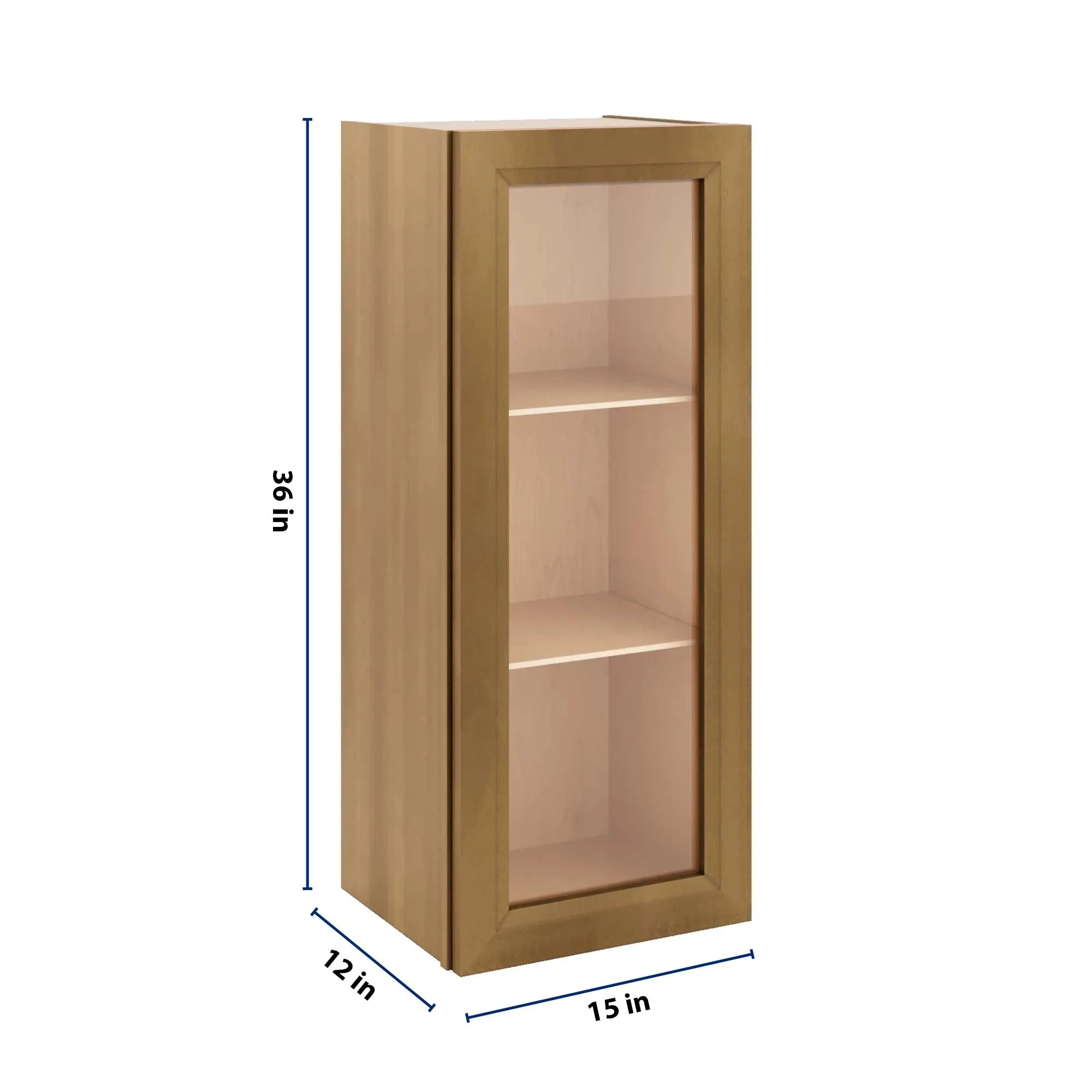 J&K Butterscotch B8 Wall Glass Cabinet - 15" W x 36" H (No Glass Insert)