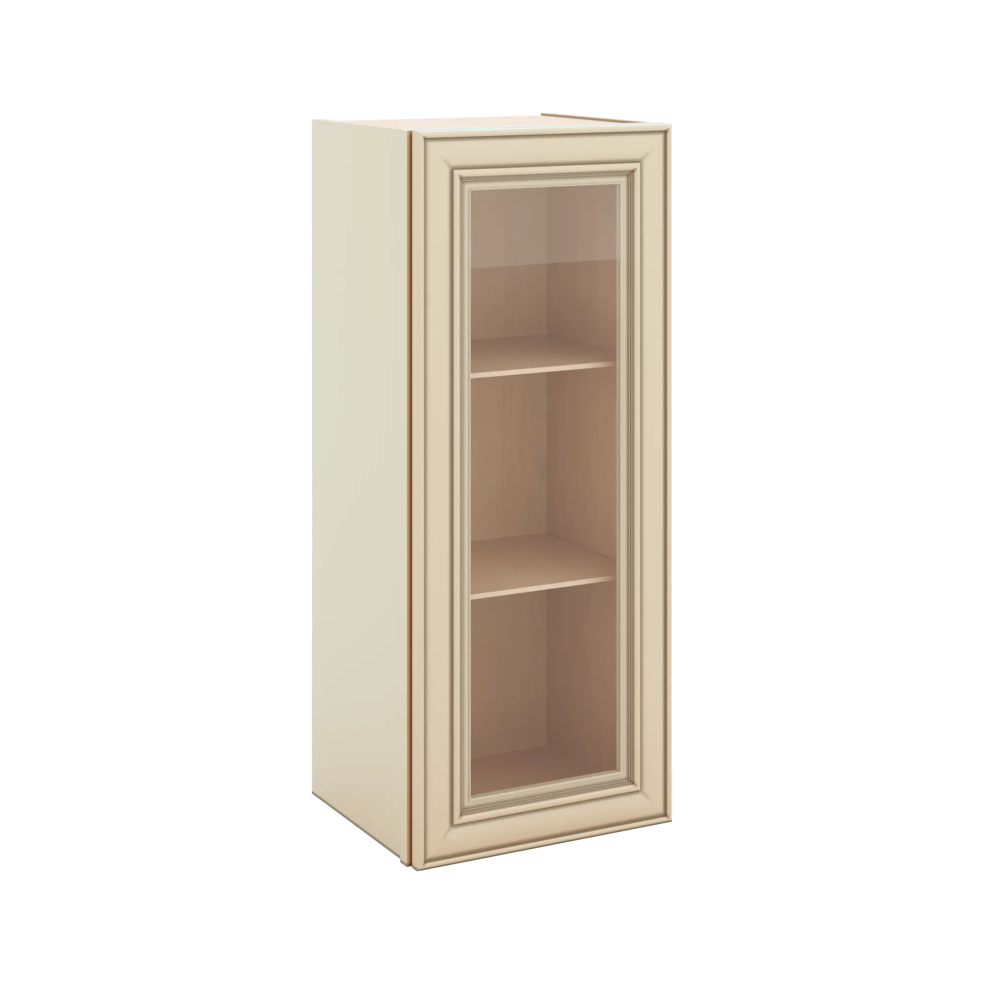 J&K Creme Glazed A7 Wall Glass Cabinet - 15" W x 36" H (No Glass Insert)