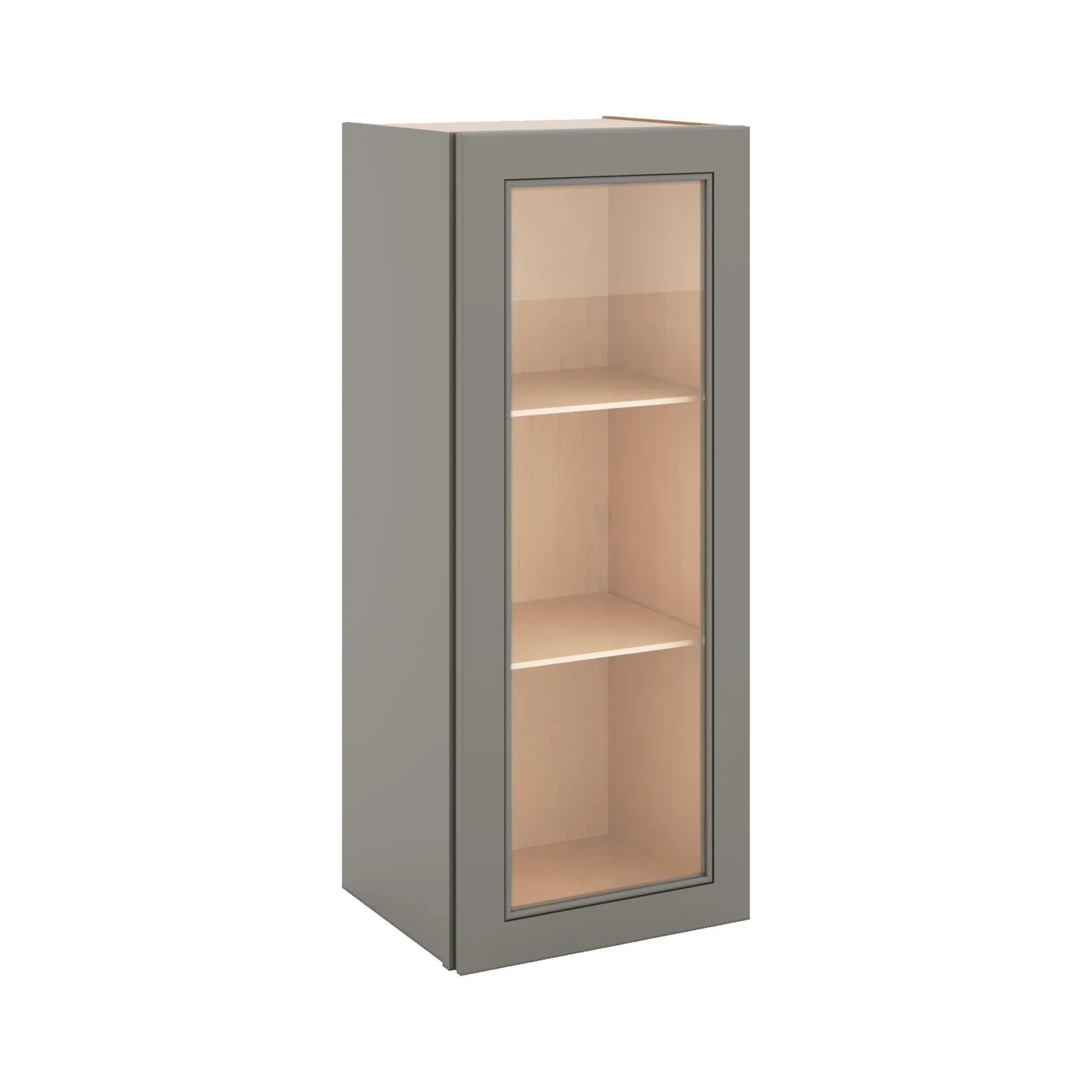 J&K Greige K3 Wall Glass Cabinet - 15" W x 36" H (No Glass Insert)