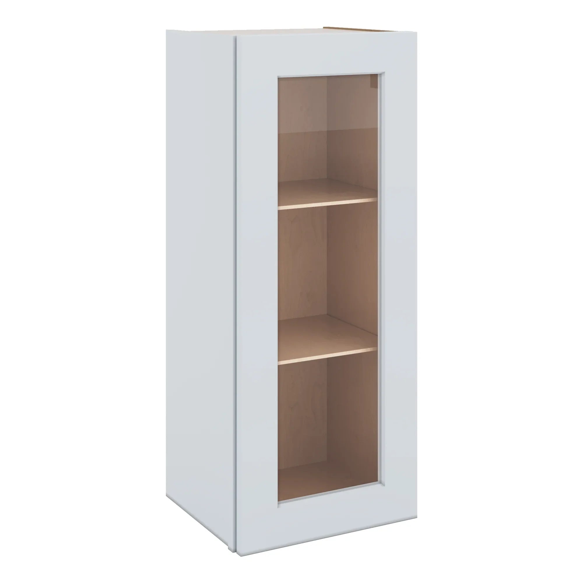 J&K White Shaker S8 Wall Glass Cabinet - 15" W x 36" H (No Glass Insert)