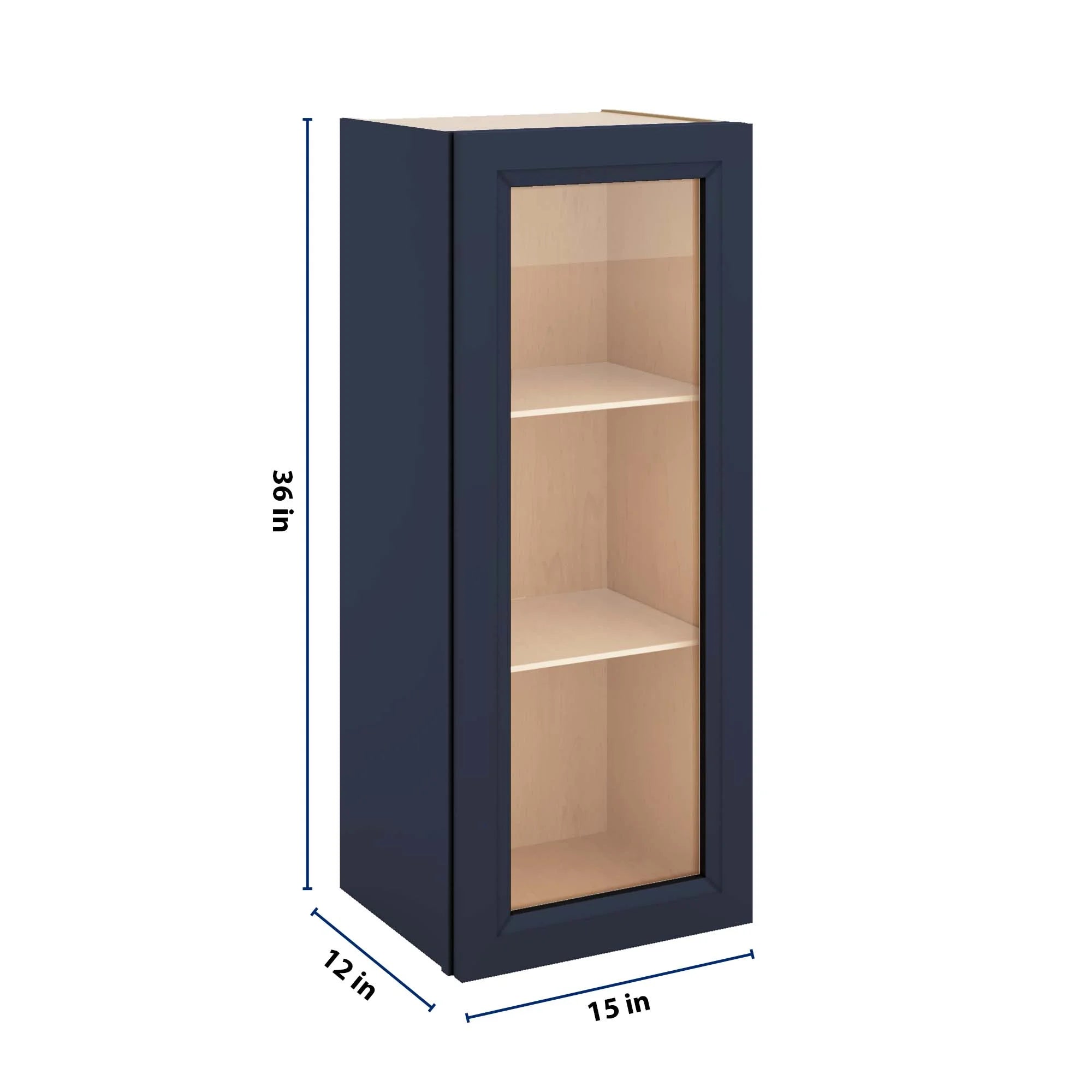 J&K Naval B7 Wall Glass Cabinet - 15" W x 36" H (No Glass Insert)