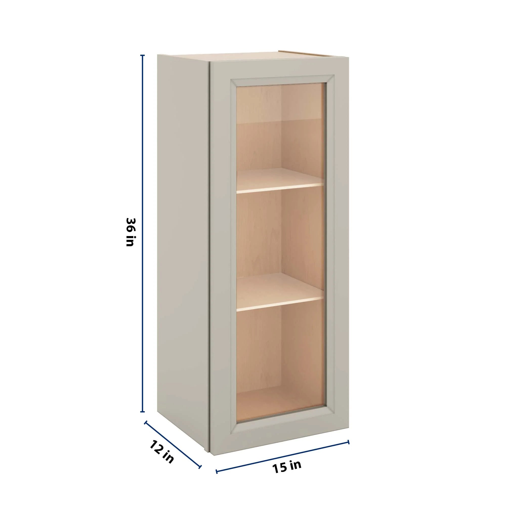 J&K Pebble B6 Wall Glass Cabinet - 15" W x 36" H (No Glass Insert)