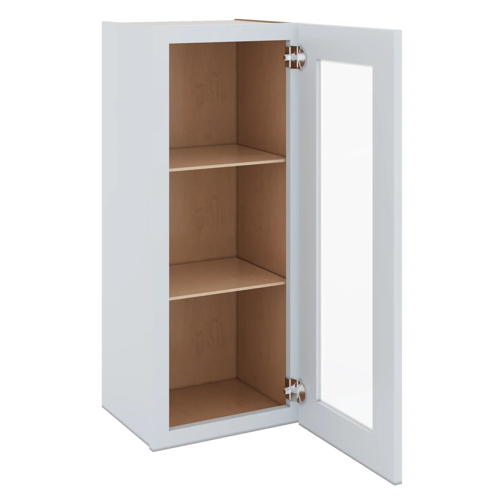 J&K White Shaker S8 Wall Glass Cabinet   15" W x 36" H (No Glass Insert)