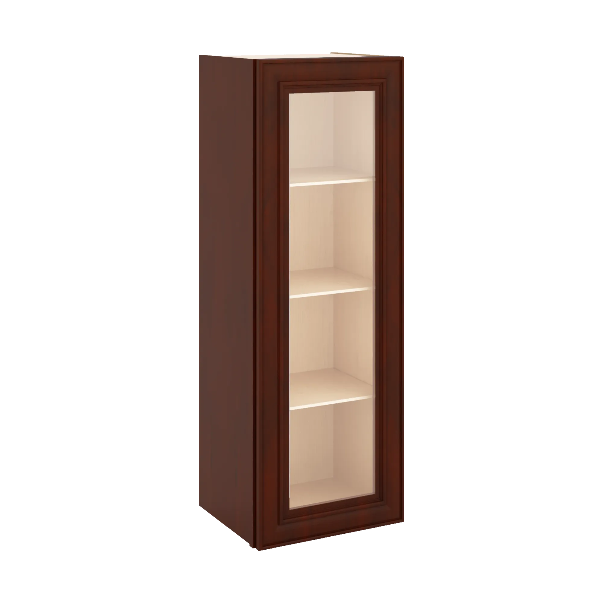 J&K Mahogany J5 Wall Glass Cabinet - 15" W x 42" H (No Glass Insert)