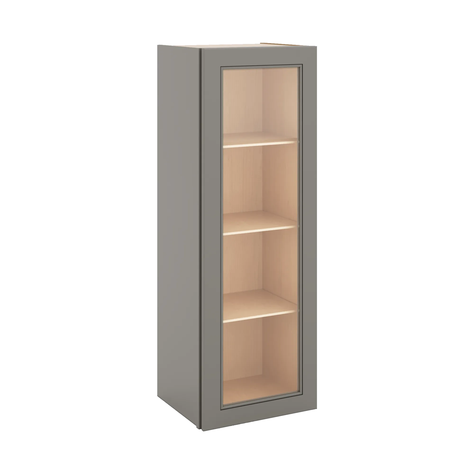 J&K Greige K3 Wall Glass Cabinet - 15" W x 42" H (No Glass Insert)