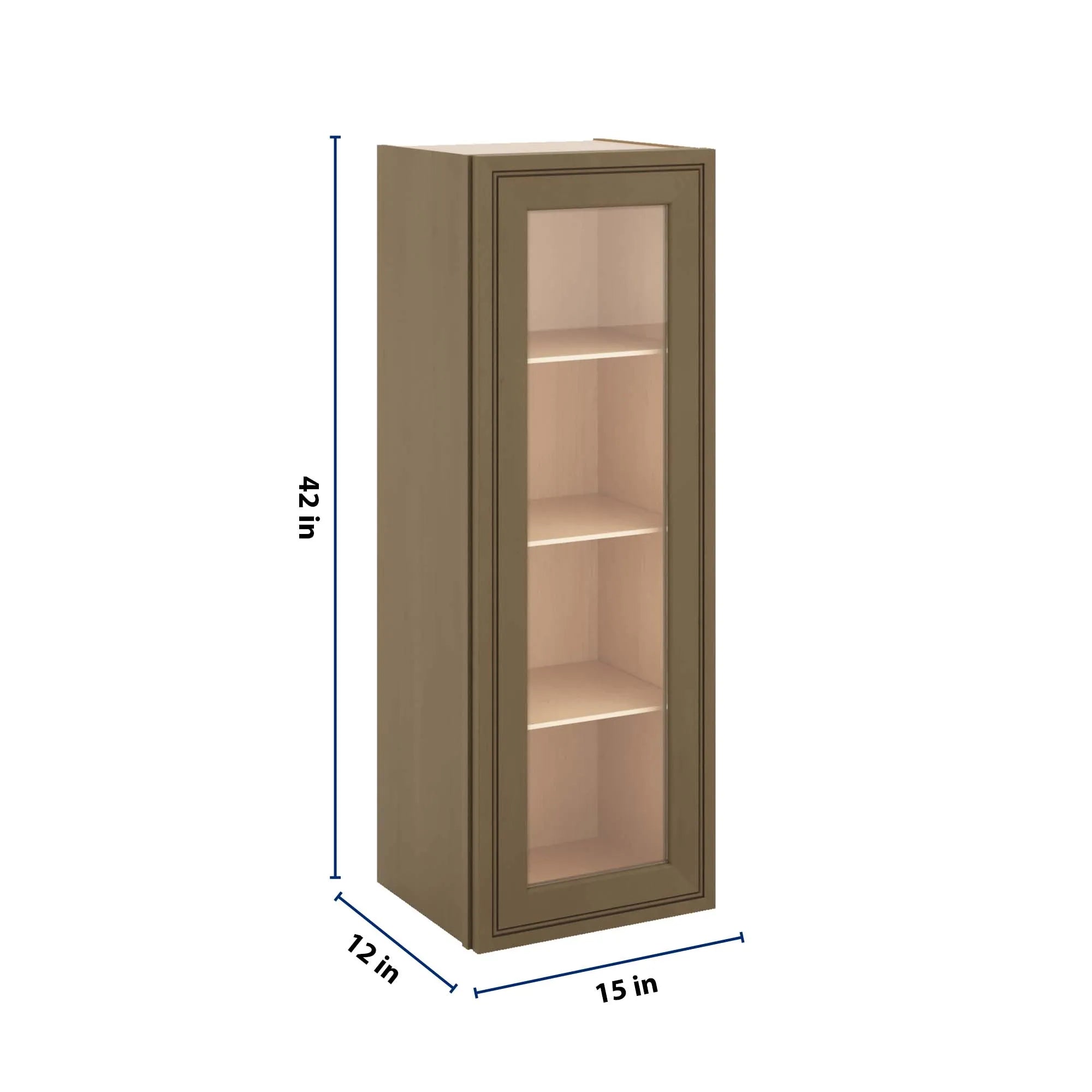 J&K Hazel H8 Wall Glass Cabinet - 15" W x 42" H (No Glass Insert)