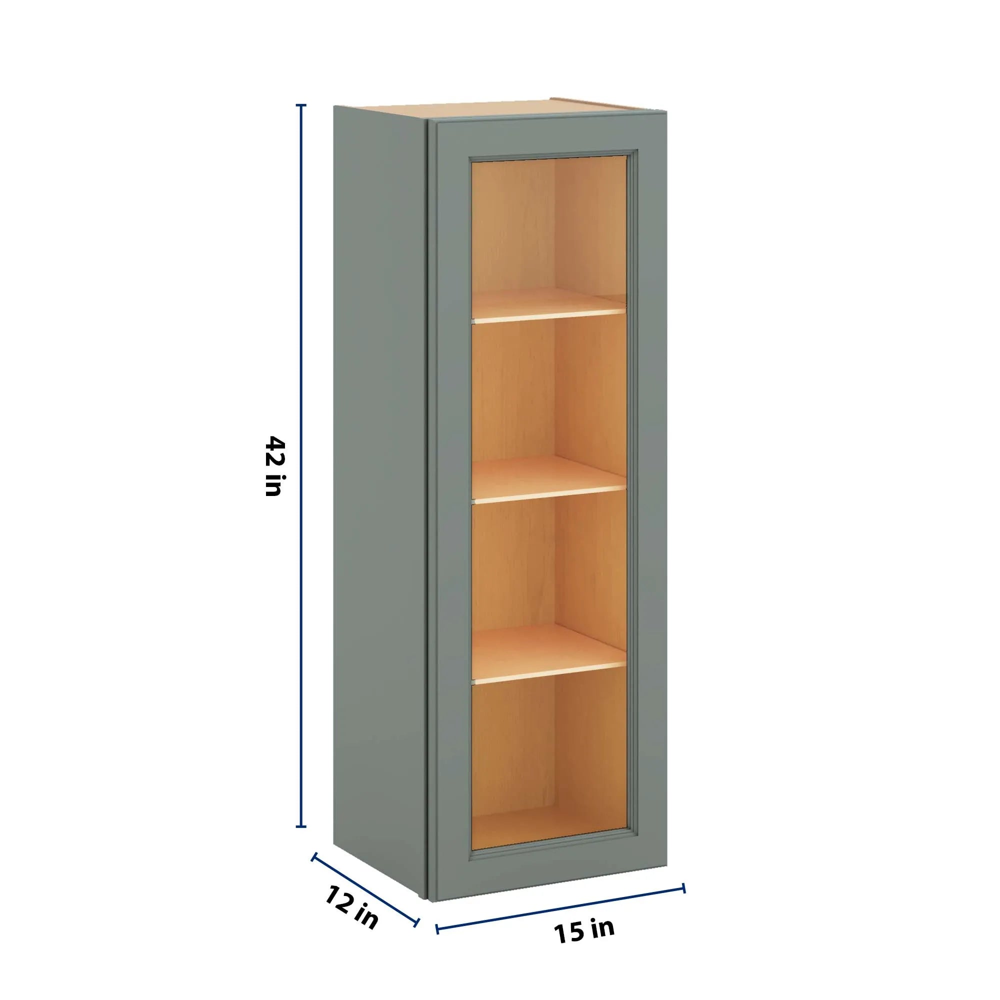 J&K Sage E3 Wall Glass Cabinet - 15" W x 42" H (No Glass Insert)