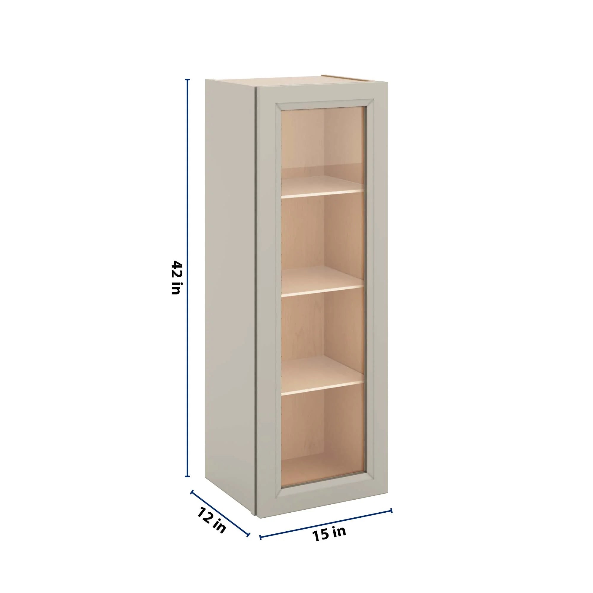 J&K Pebble B6 Wall Glass Cabinet - 15" W x 42" H (No Glass Insert)
