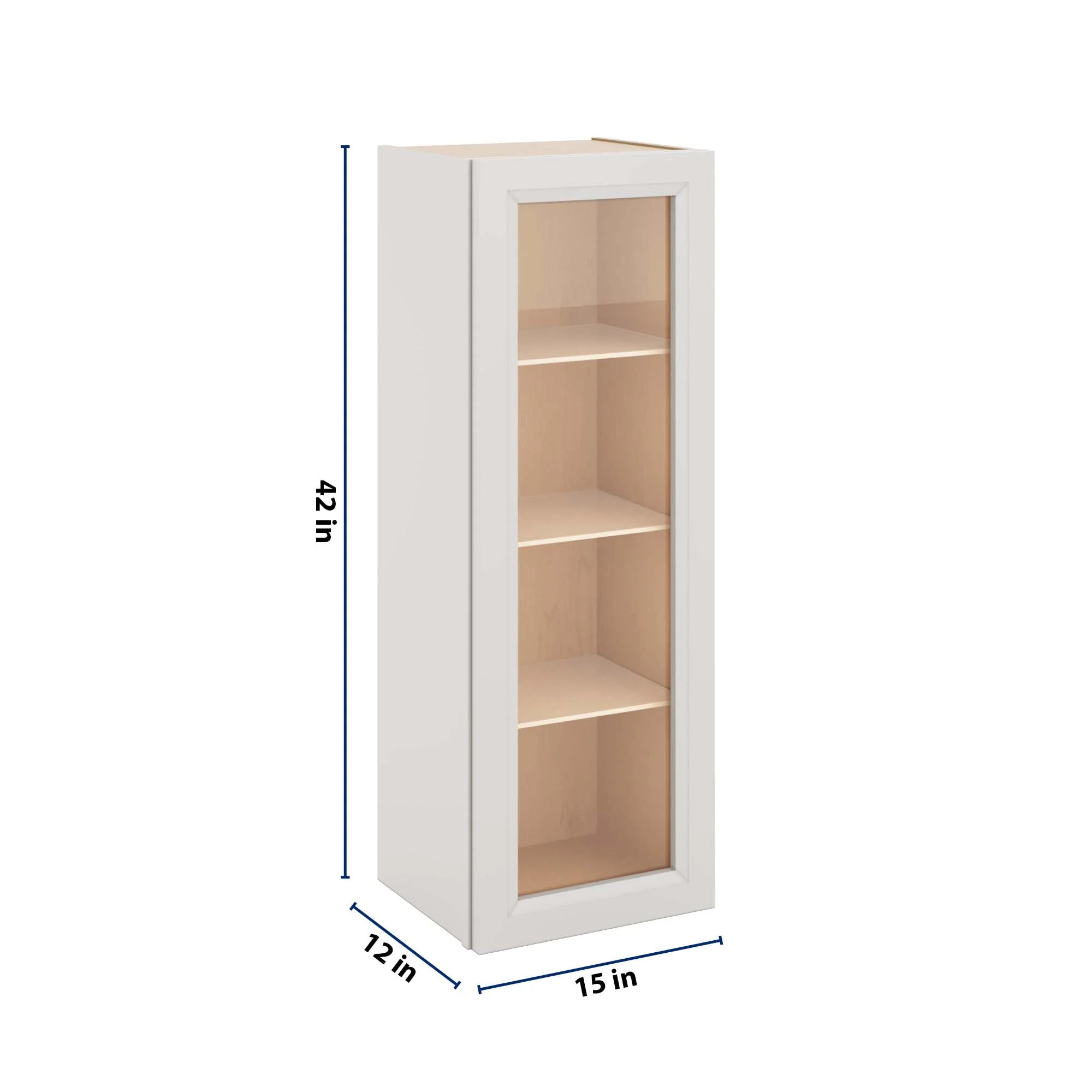 J&K Pure B5 Wall Glass Cabinet - 15" W x 42" H (No Glass Insert)