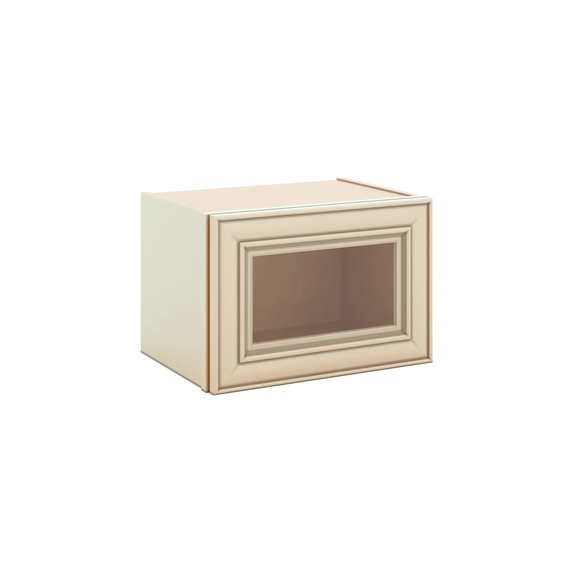 J&K Creme Glazed A7 Wall Glass Cabinet - 18" W x 12" H (No Glass Insert)