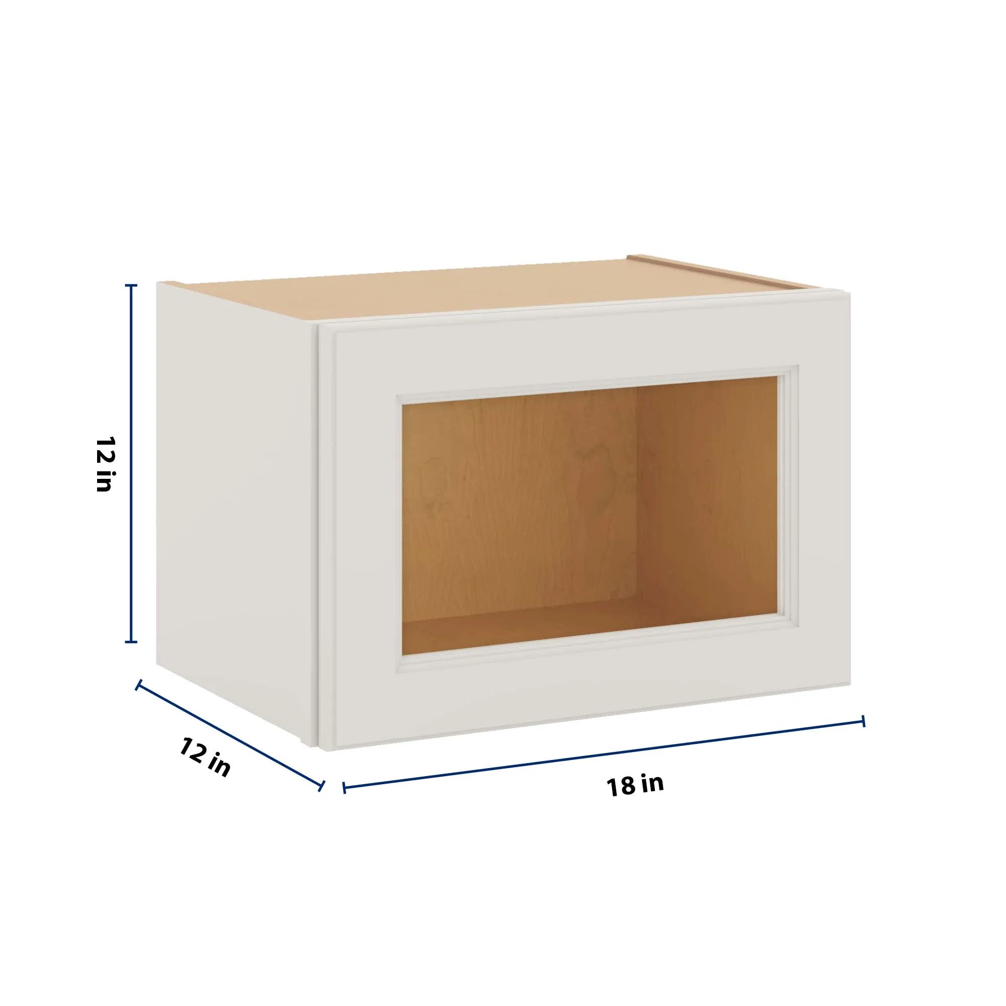 J&K Dove E1 Wall Glass Cabinet - 18" W x 12" H (No Glass Insert)