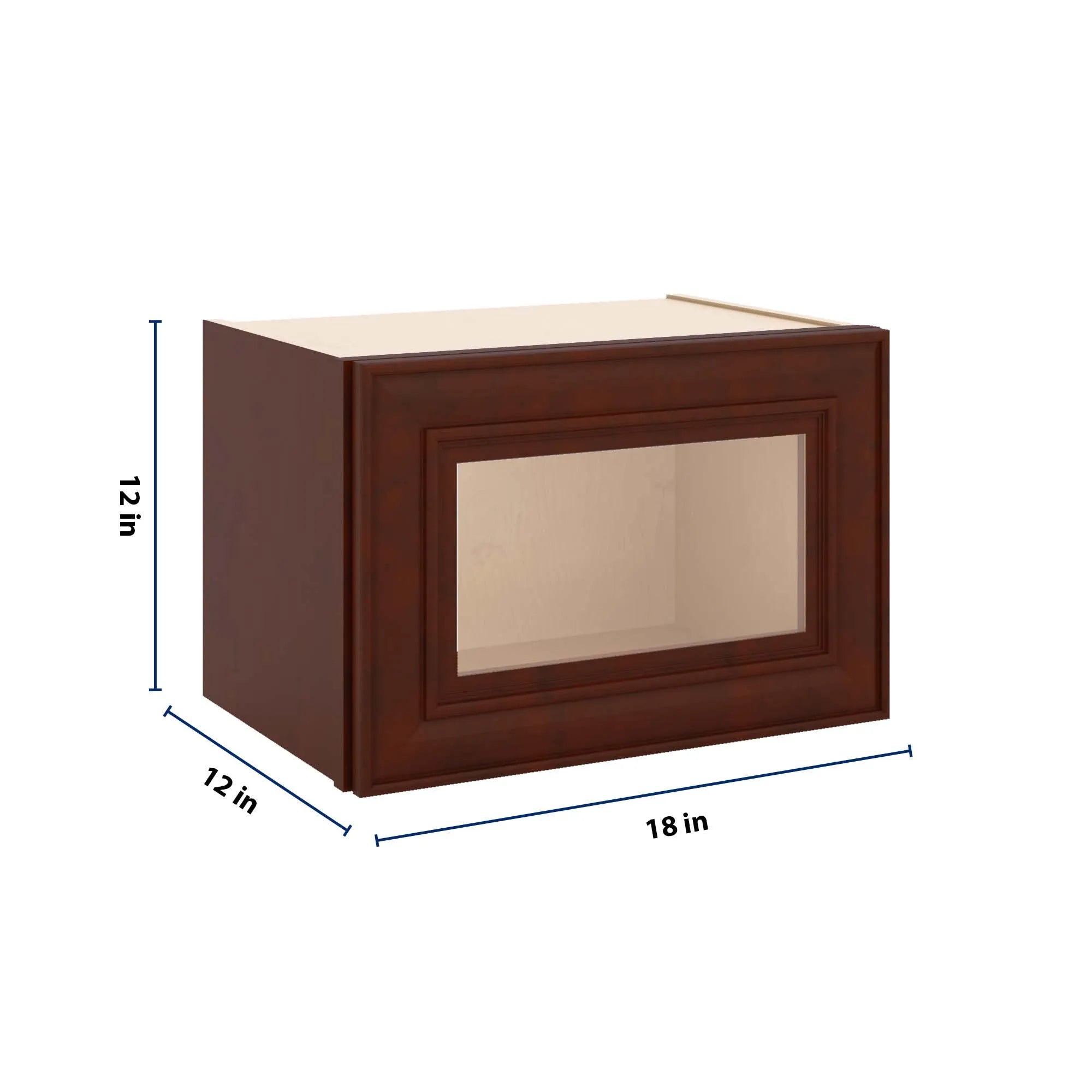 J&K Mahogany J5 Wall Glass Cabinet - 18" W x 12" H (No Glass Insert)