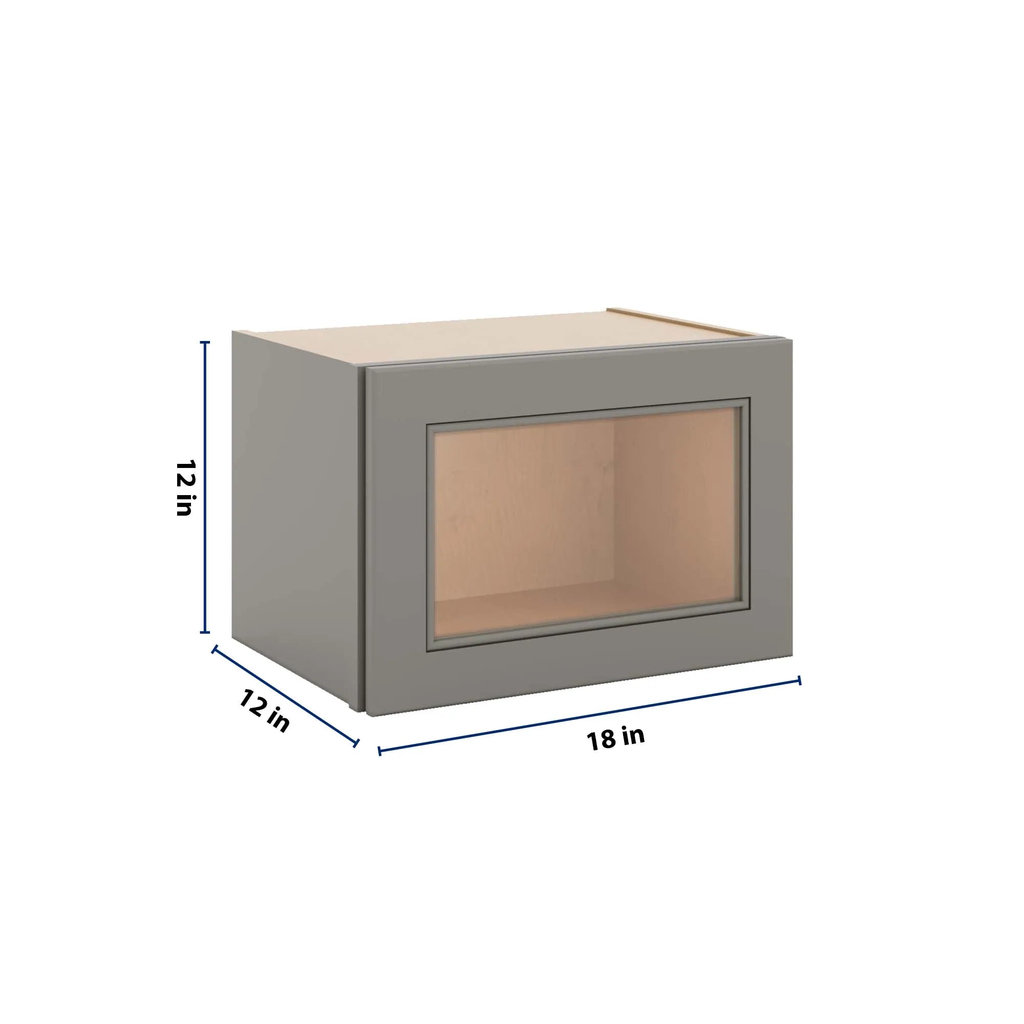 J&K Greige K3 Wall Glass Cabinet - 18" W x 12" H (No Glass Insert)