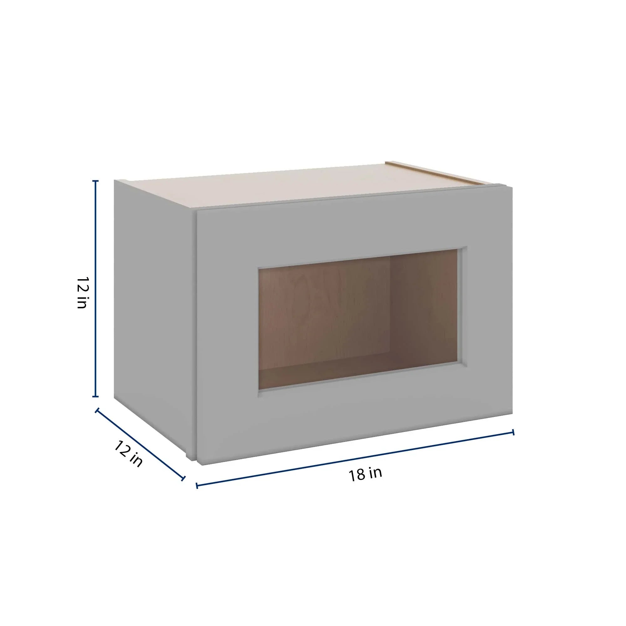 J&K Castle Grey S5 Wall Glass Cabinet - 18" W x 12" H (No Glass Insert)