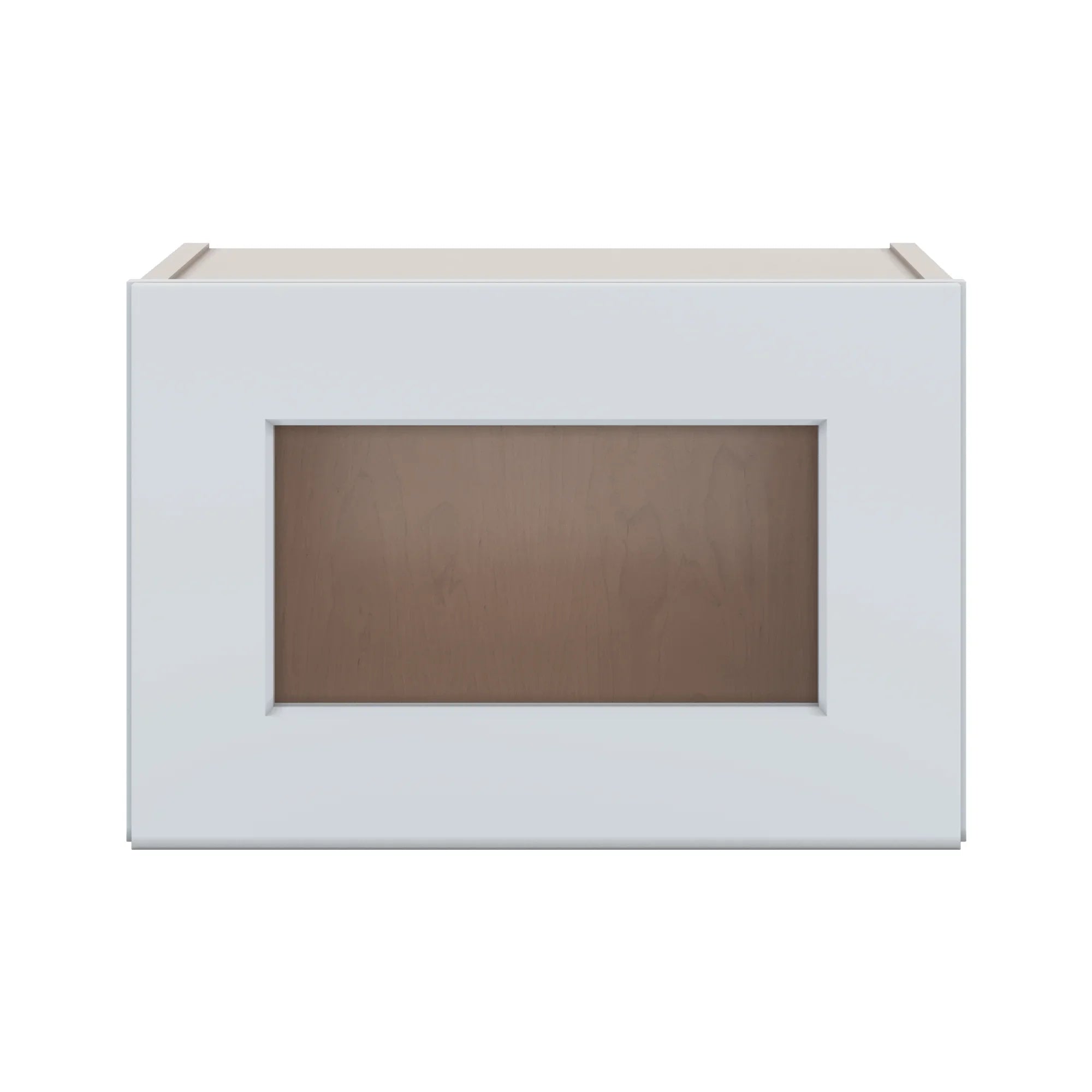 J&K White Shaker S8 Wall Glass Cabinet   18" W x 12" H (No Glass Insert)