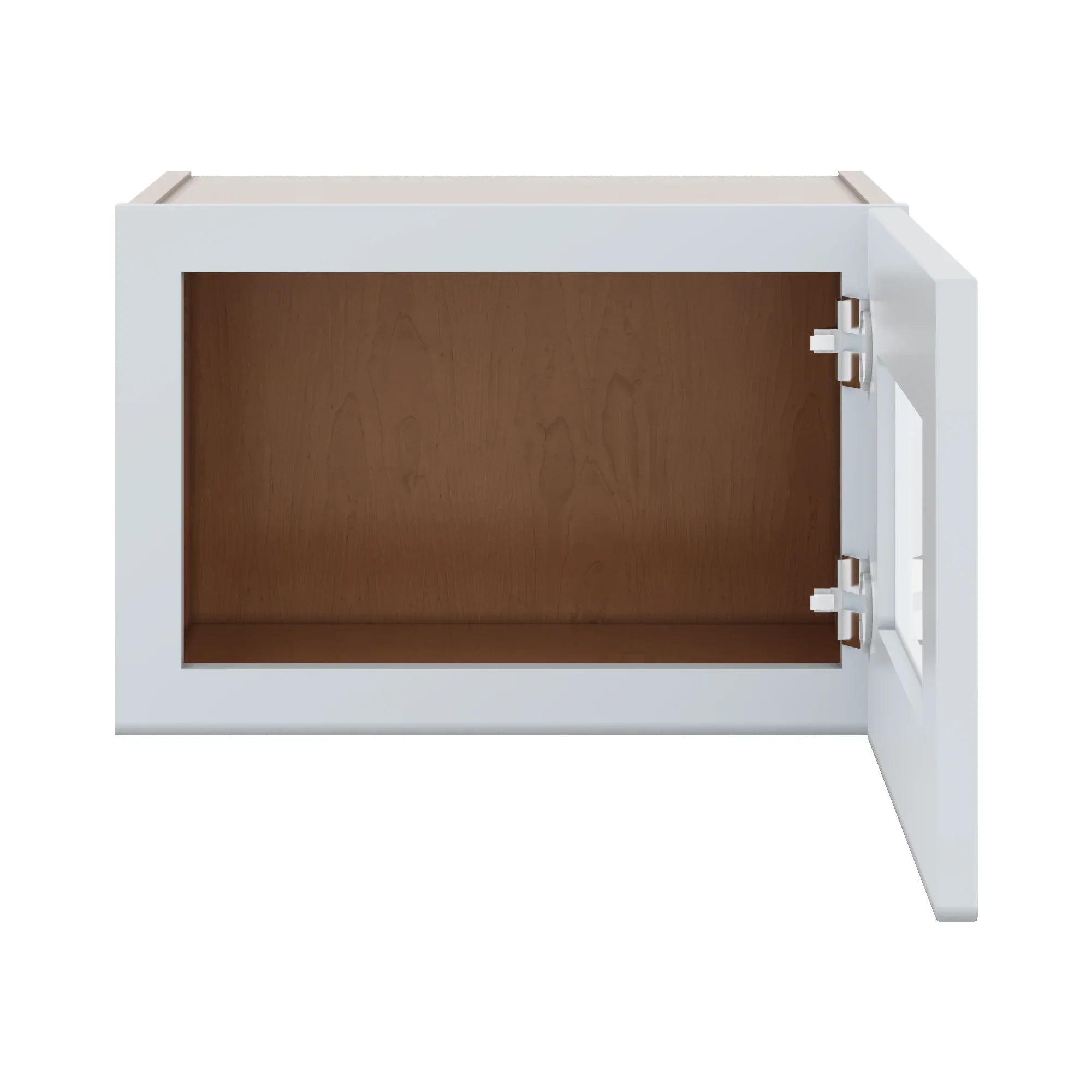J&K White Shaker S8 Wall Glass Cabinet   18" W x 12" H (No Glass Insert)