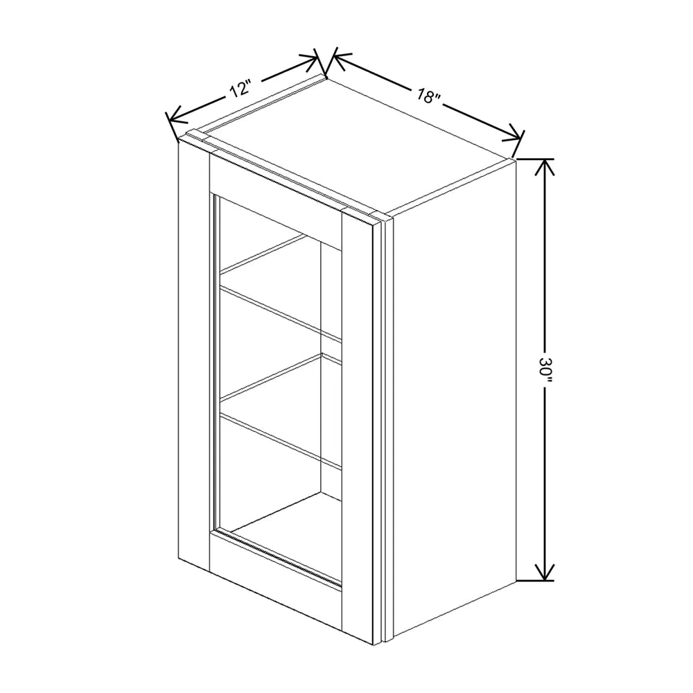 J&K Creme Glazed A7 Wall Glass Cabinet - 18" W x 30" H (No Glass Insert)