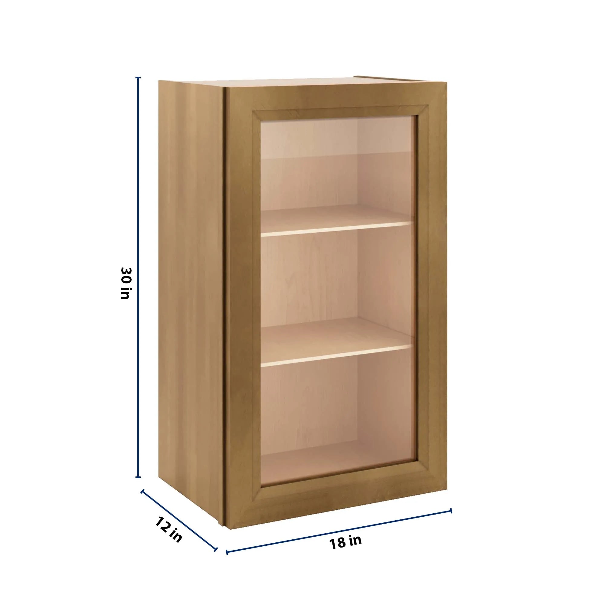 J&K Butterscotch B8 Wall Glass Cabinet - 18" W x 30" H (No Glass Insert)