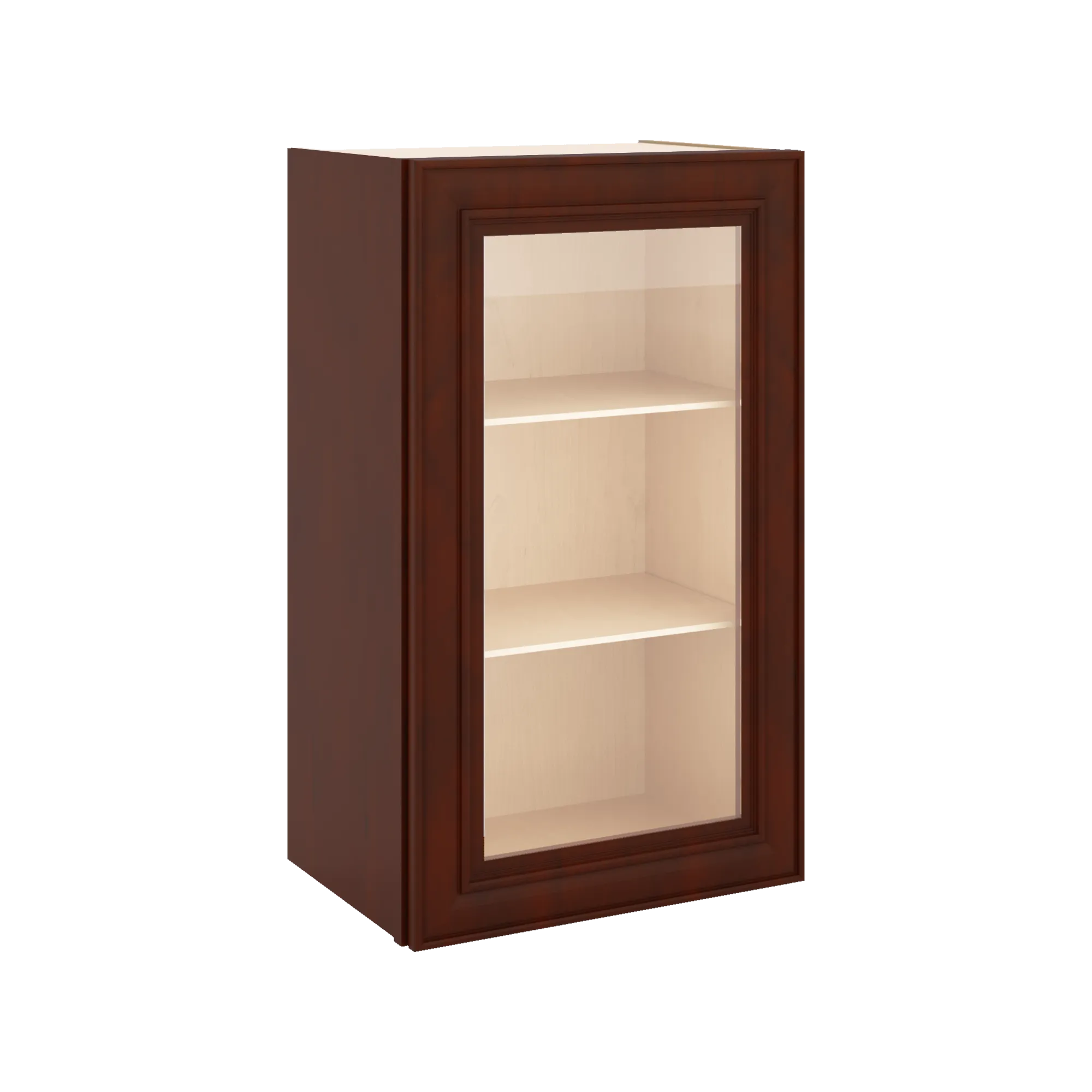 J&K Mahogany J5 Wall Glass Cabinet - 18" W x 30" H (No Glass Insert)