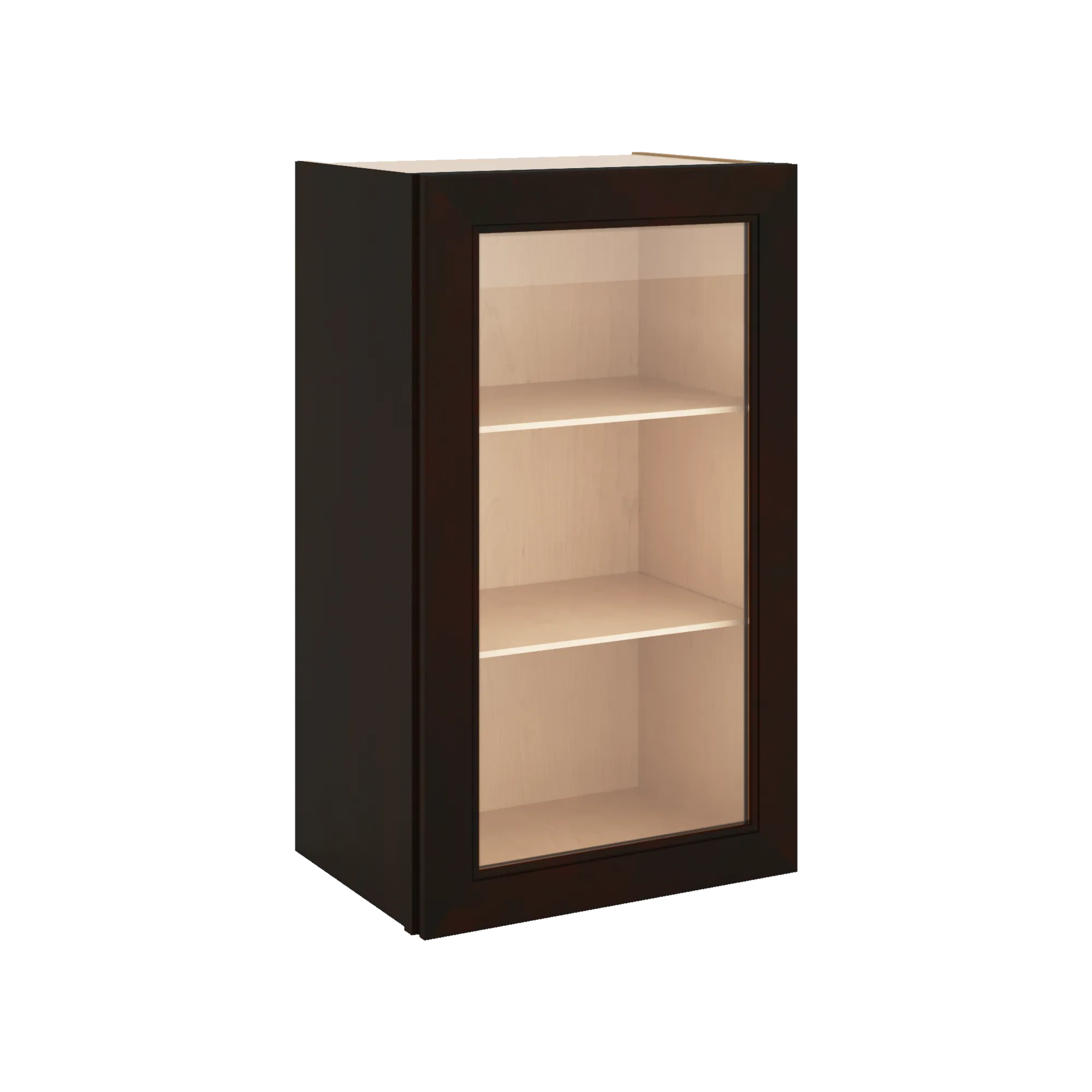J&K Espresso K8 Wall Glass Cabinet - 18" W x 30" H (No Glass Insert)