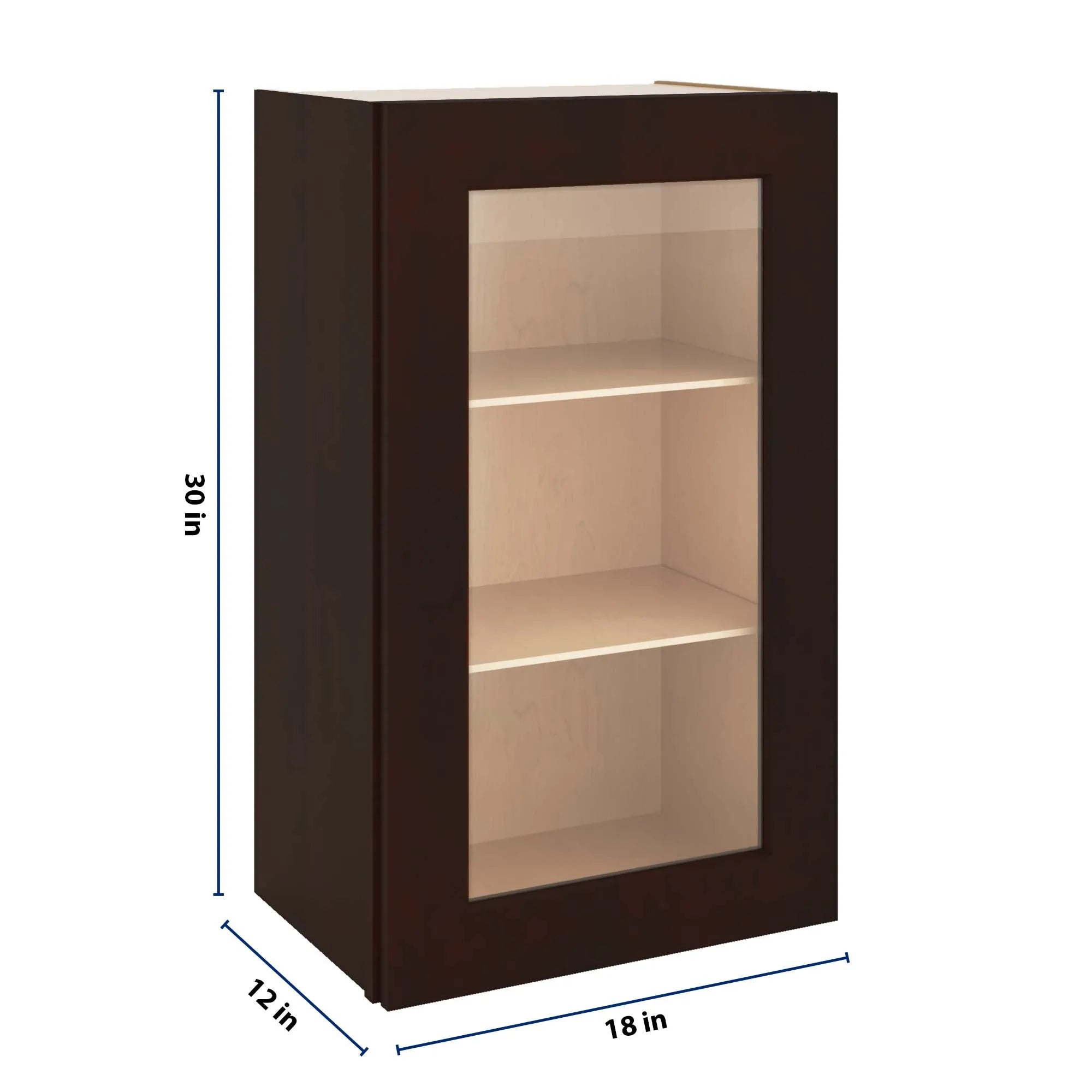 J&K Java Coffee S1 Wall Glass Cabinet - 18" W x 30" H (No Glass Insert)