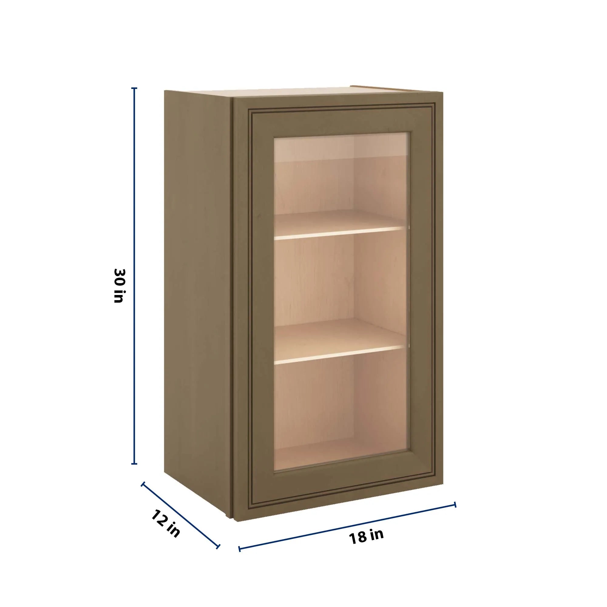 J&K Hazel H8 Wall Glass Cabinet - 18" W x 30" H (No Glass Insert)