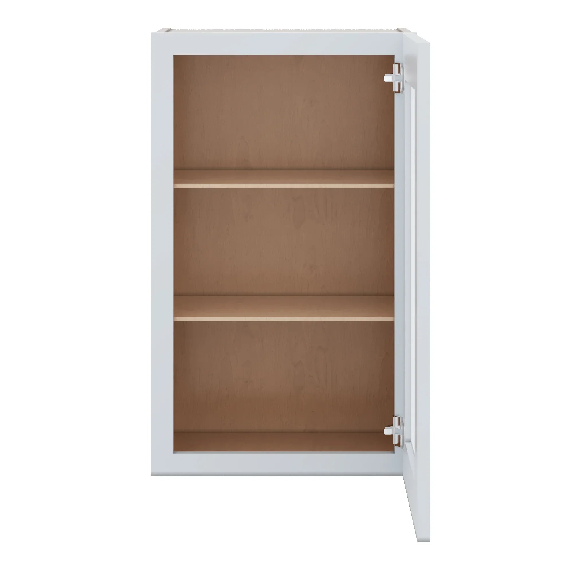 J&K White Shaker S8 Wall Glass Cabinet   18" W x 30" H (No Glass Insert)