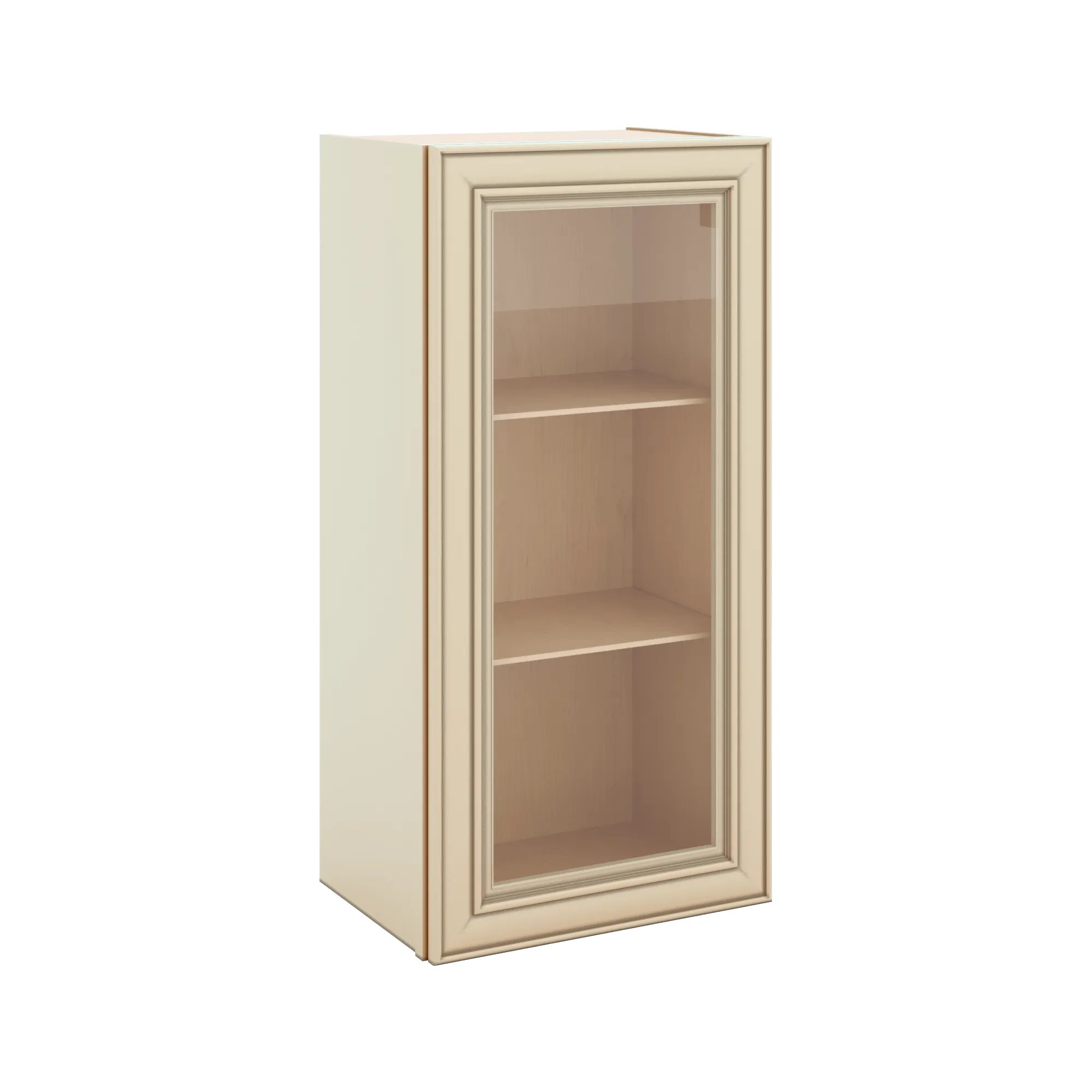 J&K Creme Glazed A7 Wall Glass Cabinet - 18" W x 36" H (No Glass Insert)