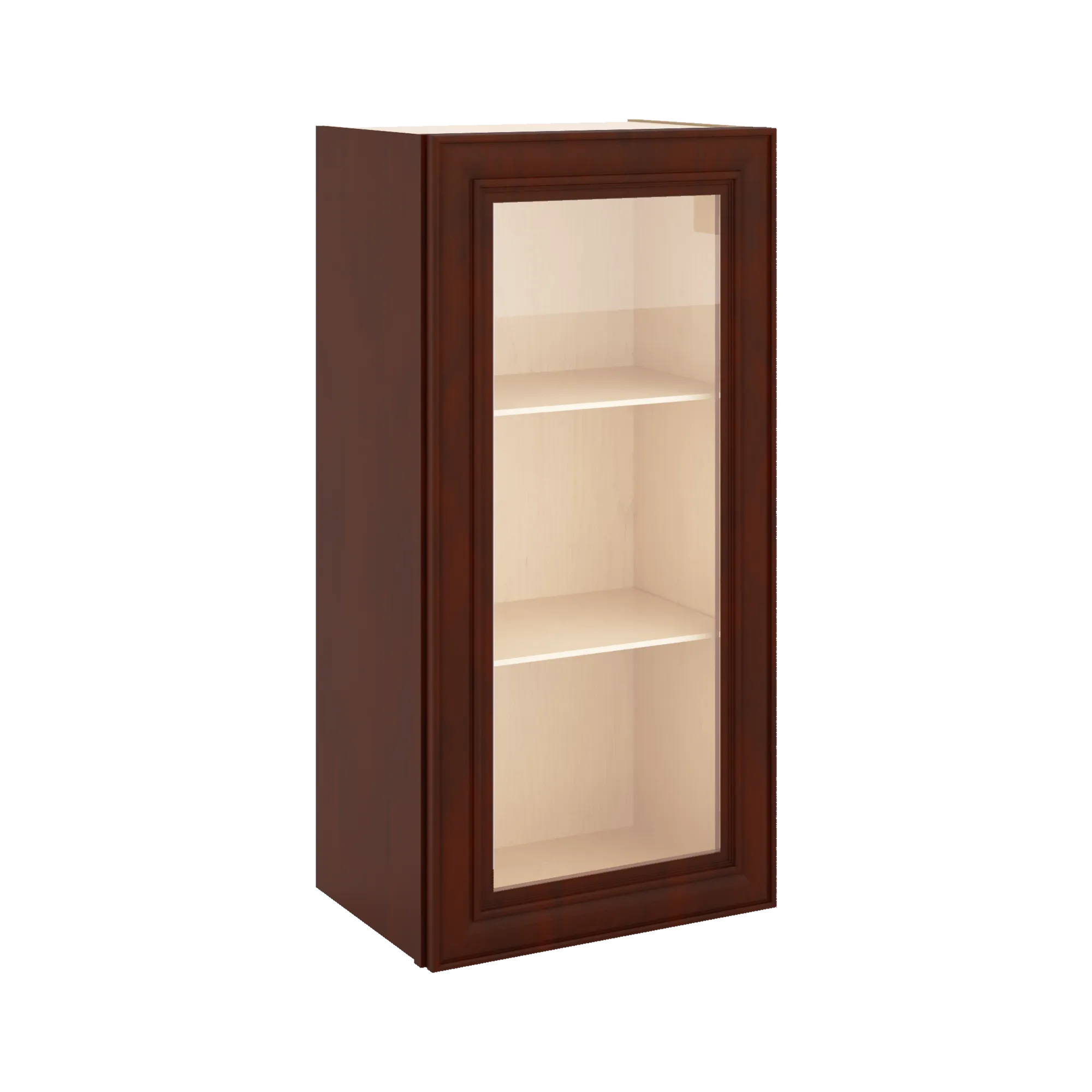 J&K Mahogany J5 Wall Glass Cabinet - 18" W x 36" H (No Glass Insert)