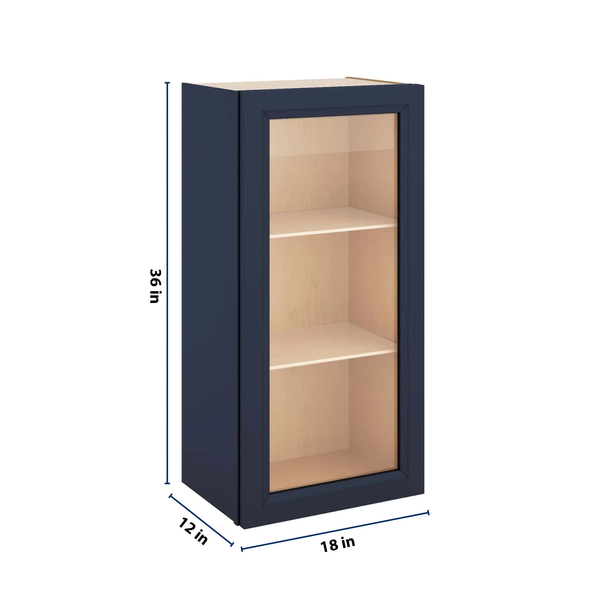 J&K Naval B7 Wall Glass Cabinet - 18" W x 36" H (No Glass Insert)