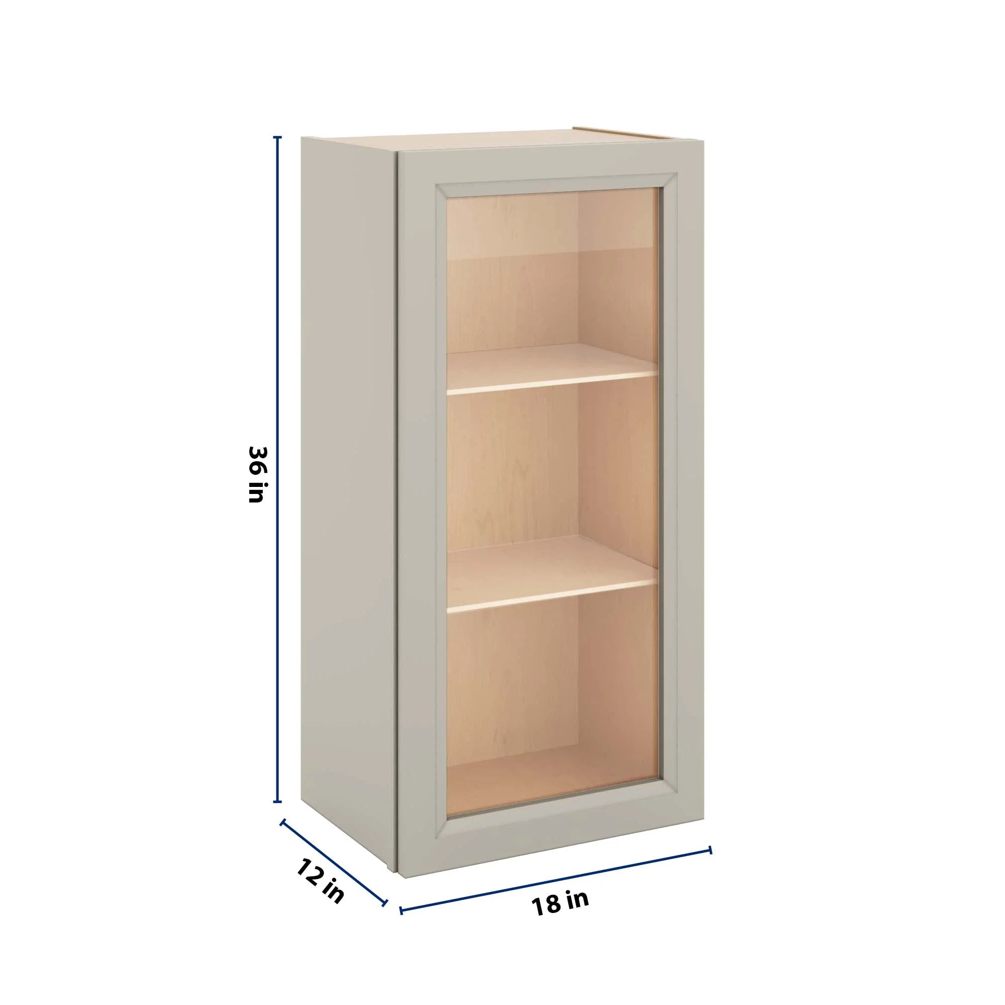 J&K Pebble B6 Wall Glass Cabinet - 18" W x 36" H (No Glass Insert)