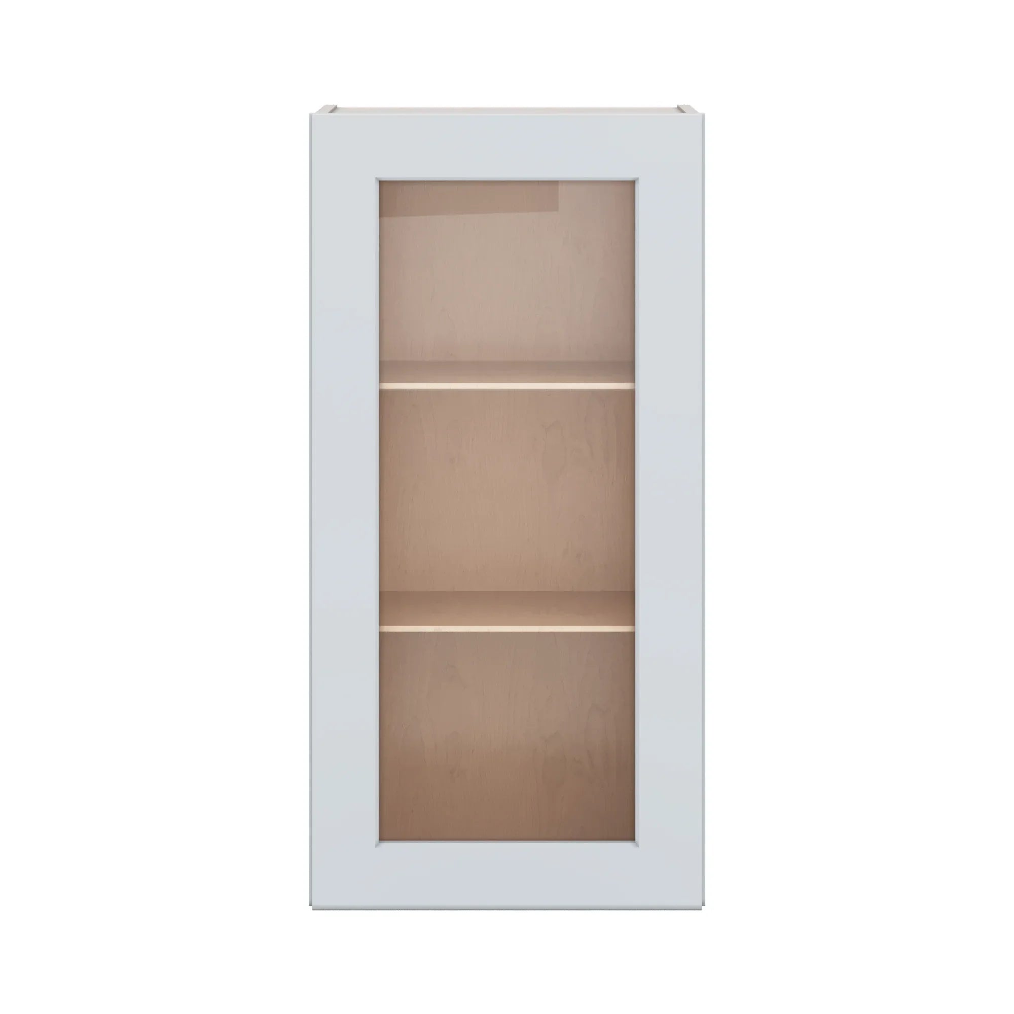J&K White Shaker S8 Wall Glass Cabinet   18" W x 36" H (No Glass Insert)