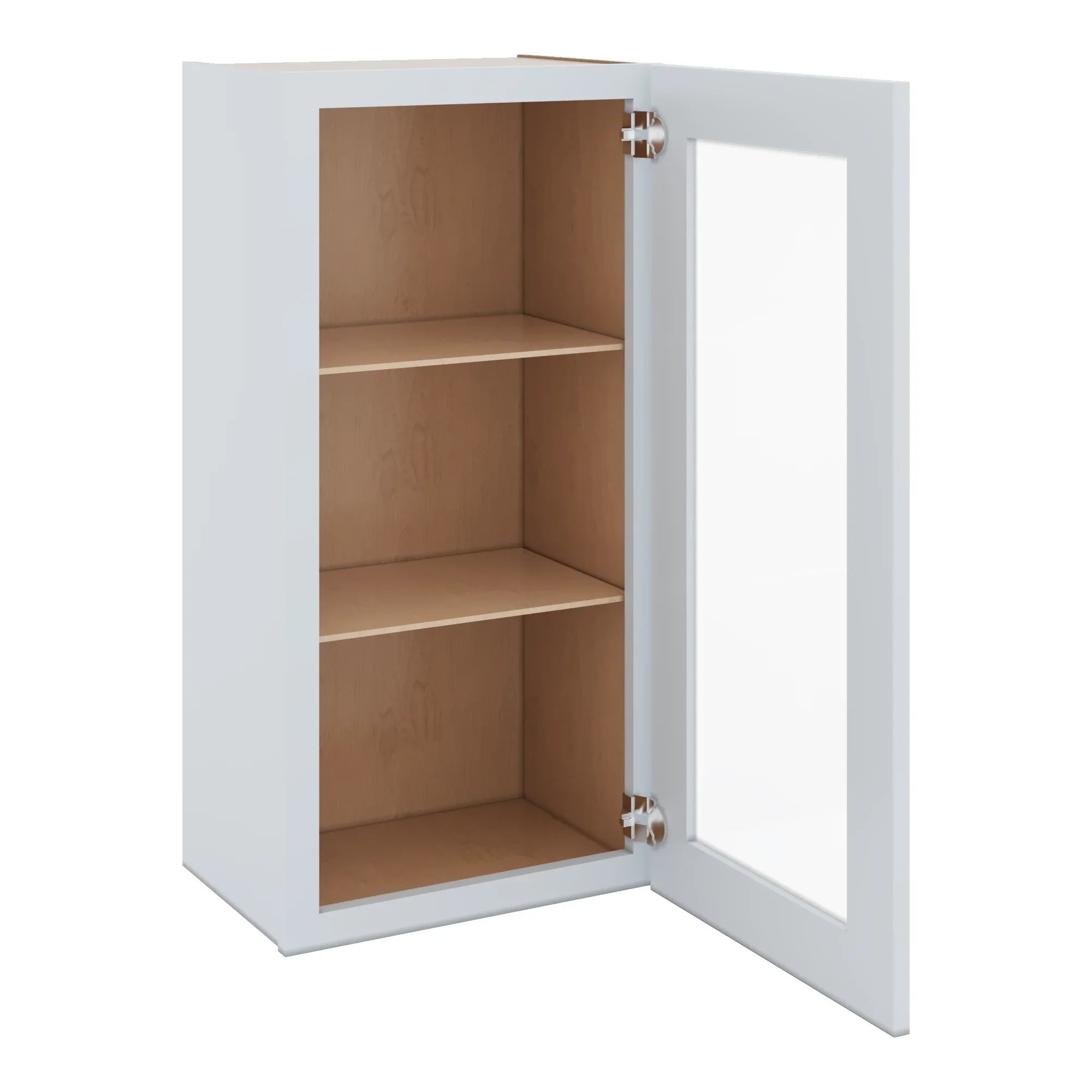 J&K White Shaker S8 Wall Glass Cabinet   18" W x 36" H (No Glass Insert)