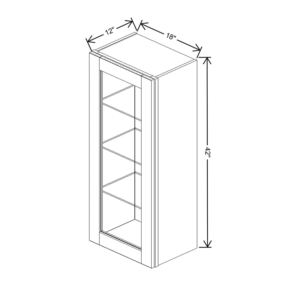 J&K Pebble B6 Wall Glass Cabinet - 18" W x 42" H (No Glass Insert)