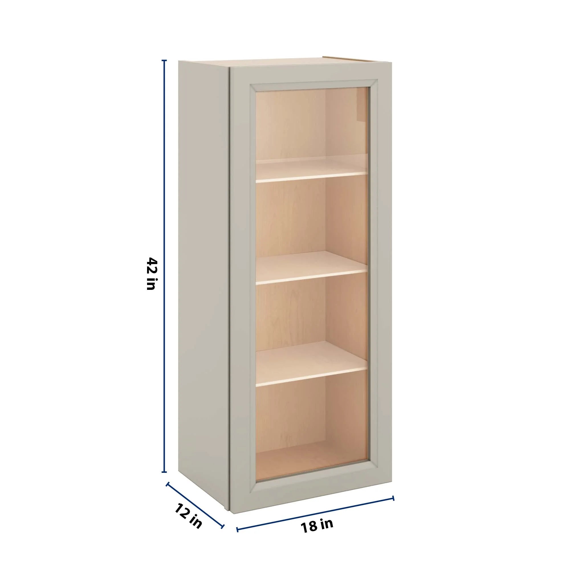 J&K Pebble B6 Wall Glass Cabinet - 18" W x 42" H (No Glass Insert)