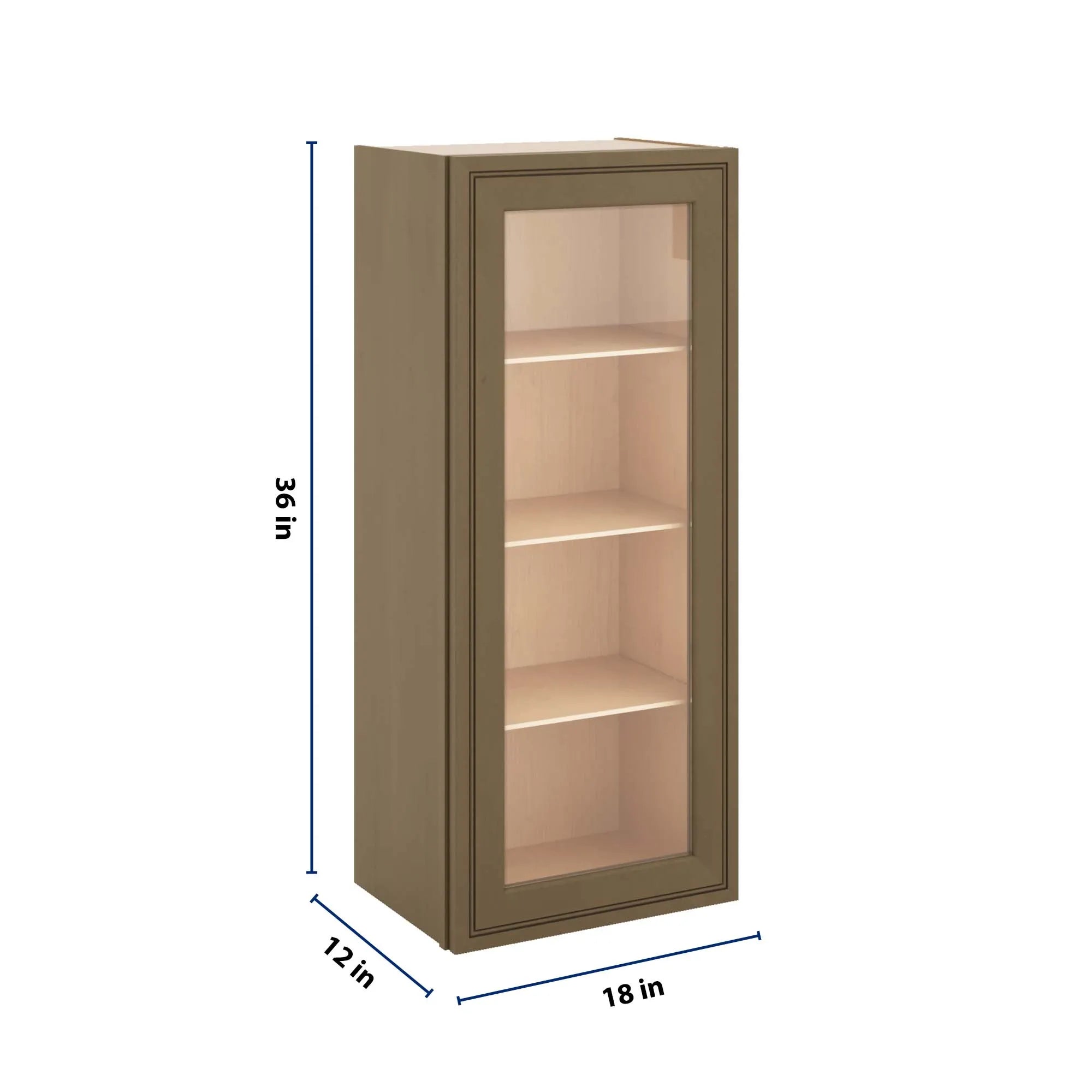 J&K Hazel H8 Wall Glass Cabinet - 18" W x 42" H (No Glass Insert)