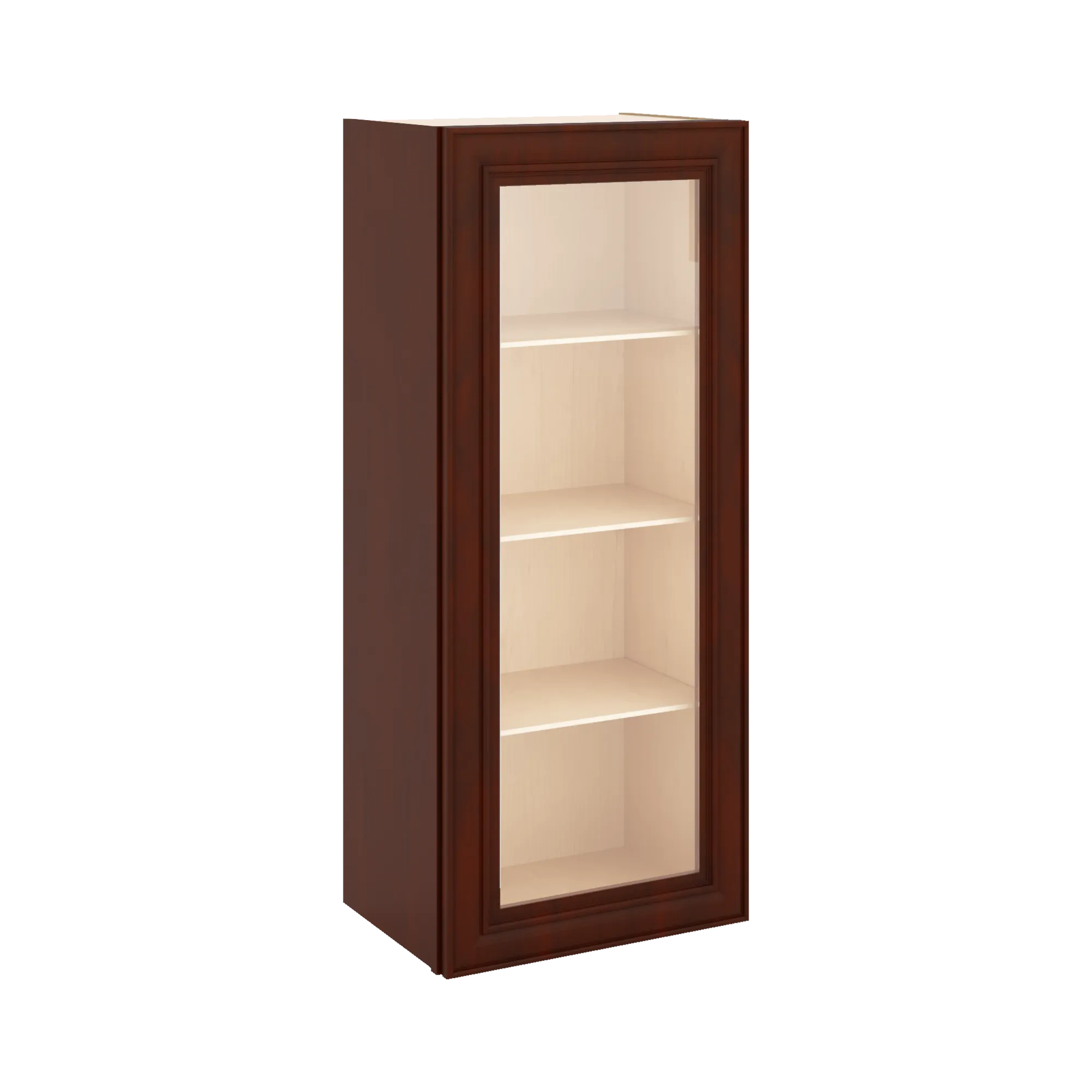 J&K Mahogany J5 Wall Glass Cabinet - 18" W x 42" H (No Glass Insert)