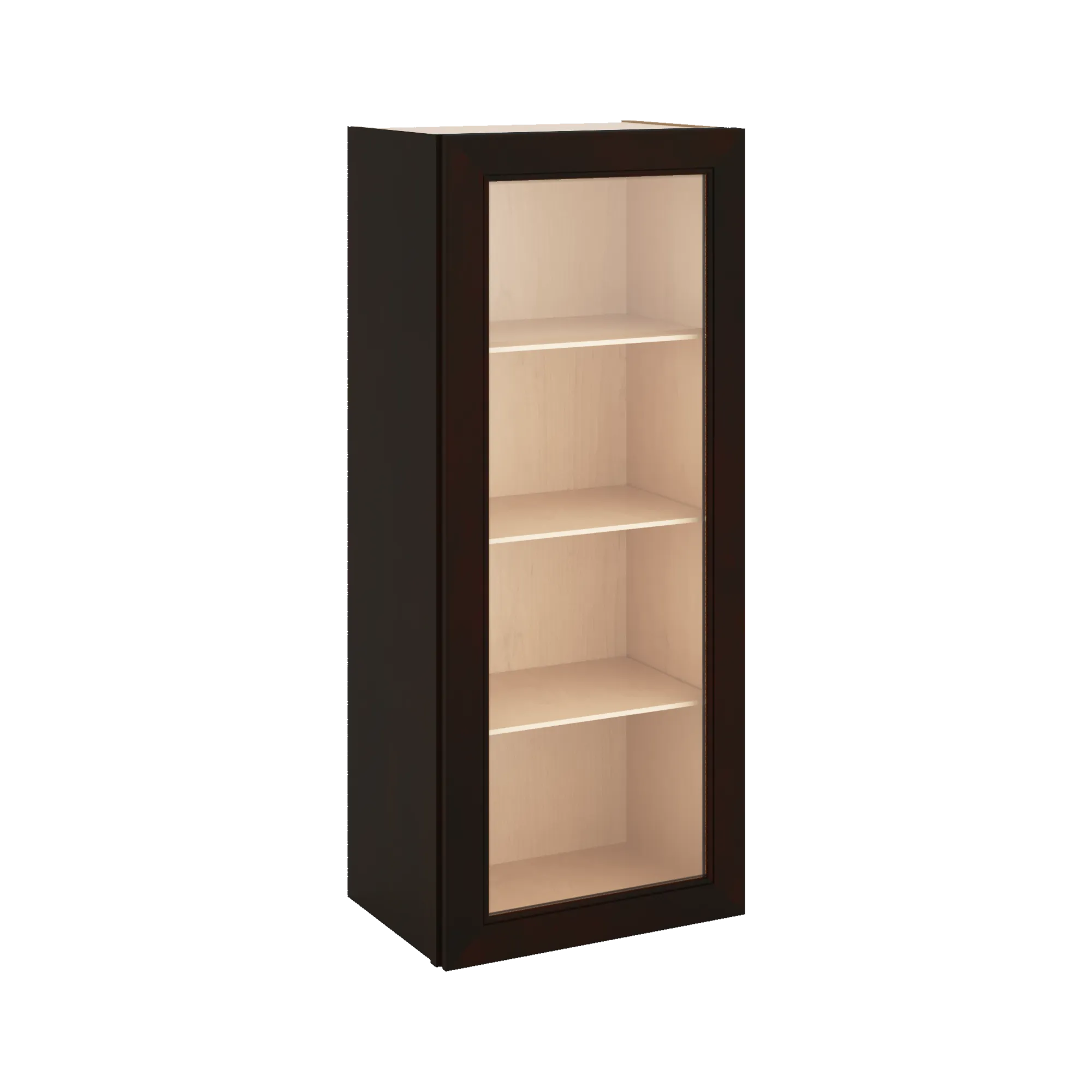J&K Espresso K8 Wall Glass Cabinet - 18" W x 42" H (No Glass Insert)