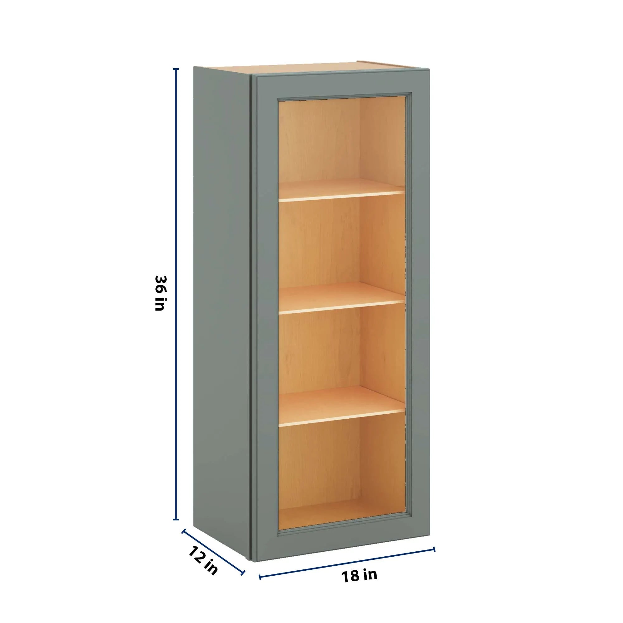 J&K Sage E3 Wall Glass Cabinet - 18" W x 42" H (No Glass Insert)